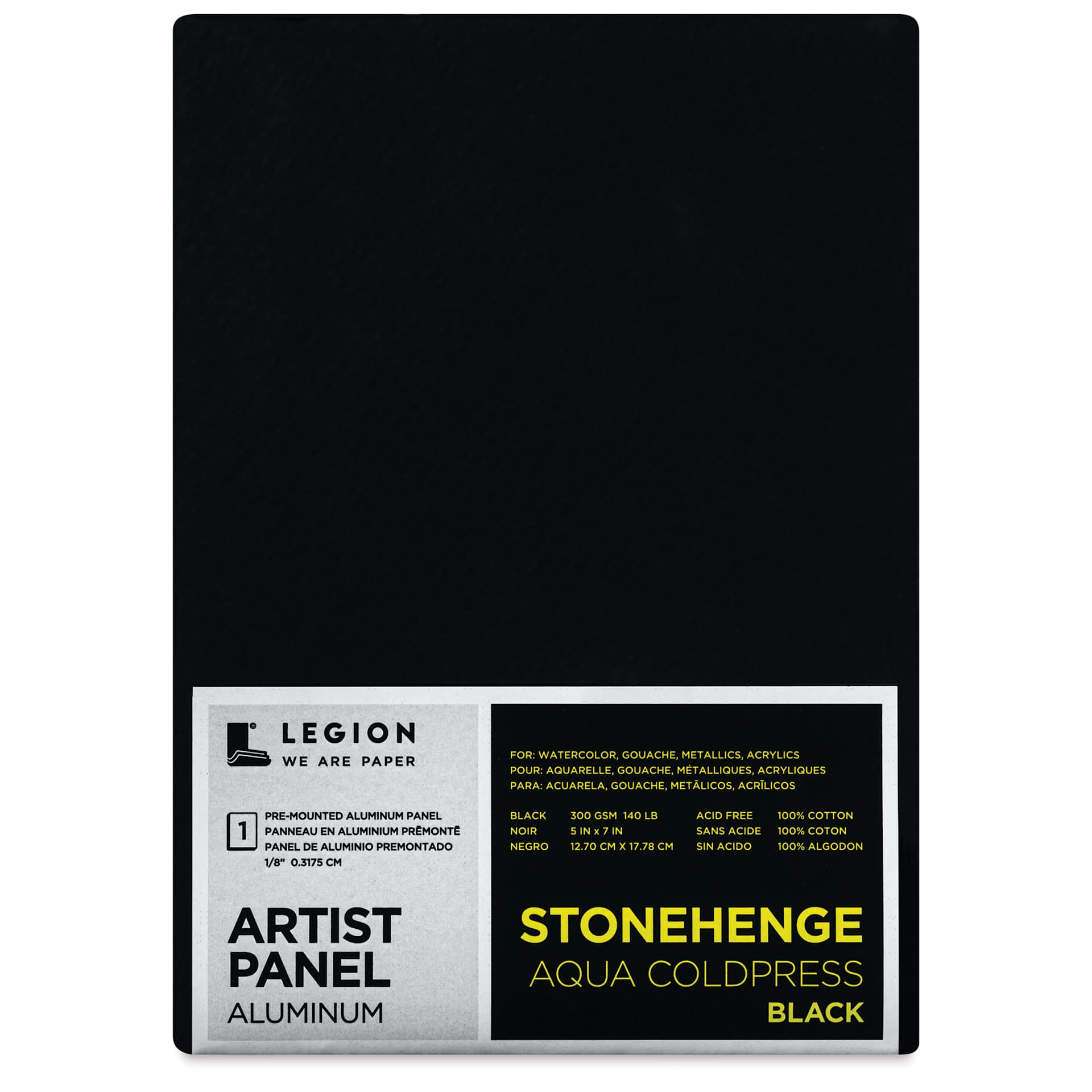 Legion Stonehenge Aqua Aluminum Black Panel - 8" x 10", front of packaging