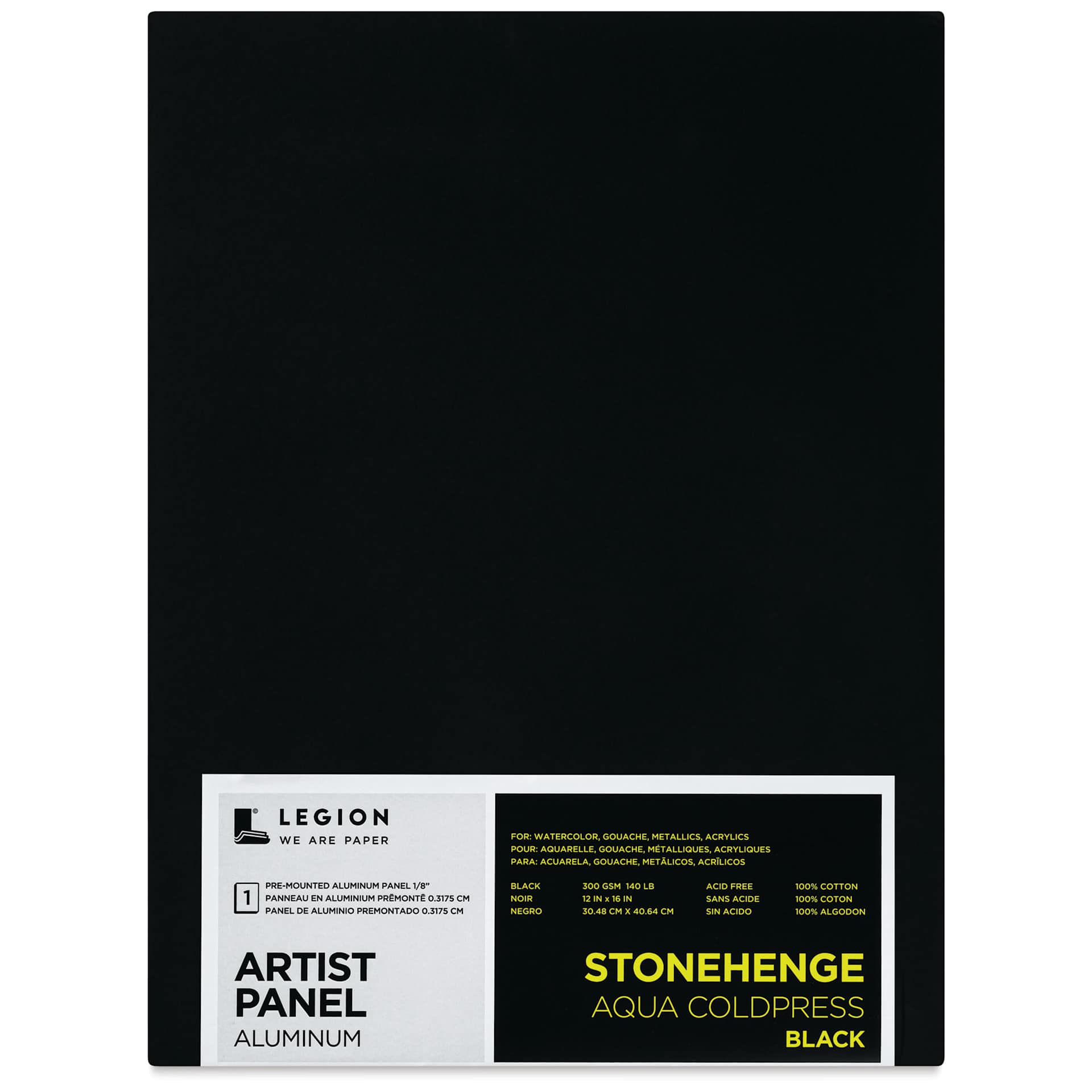 Legion Stonehenge Aqua Aluminum Black Panel - 12" x 16", front of packaging