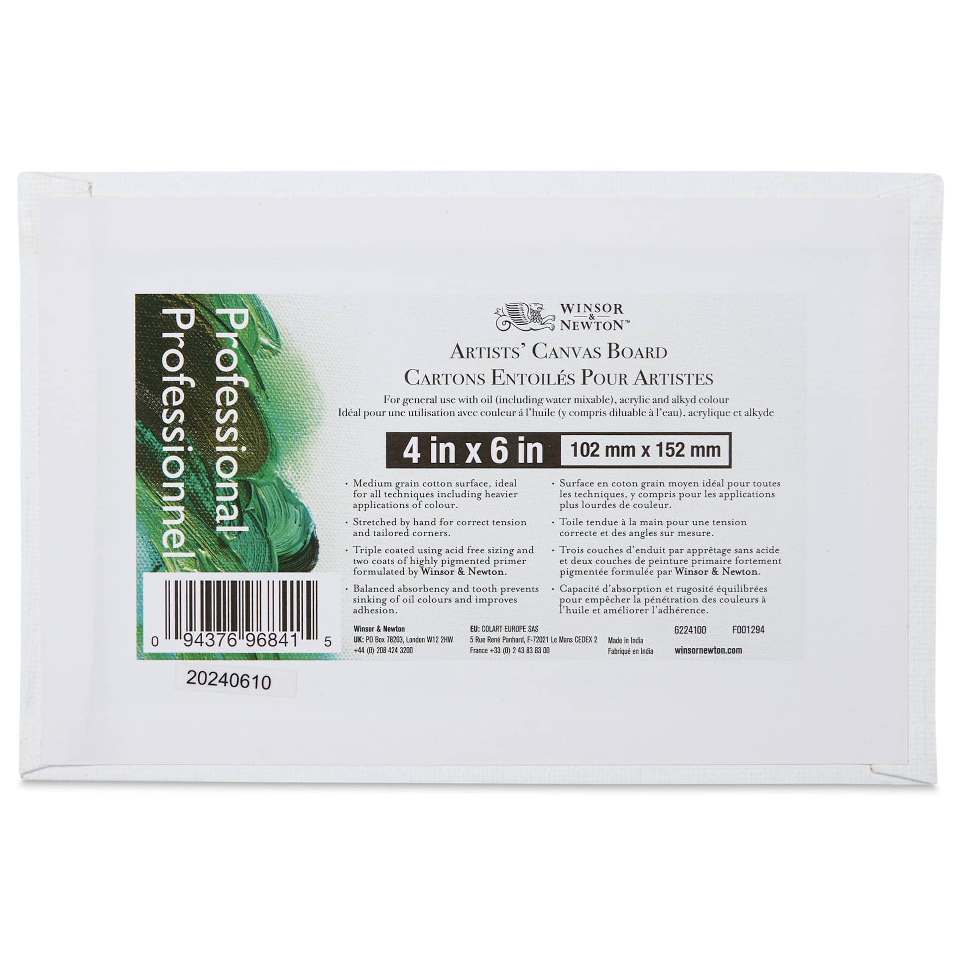 Winsor & Newton Professional Artists’ Canvas Board - 4" x 6" back