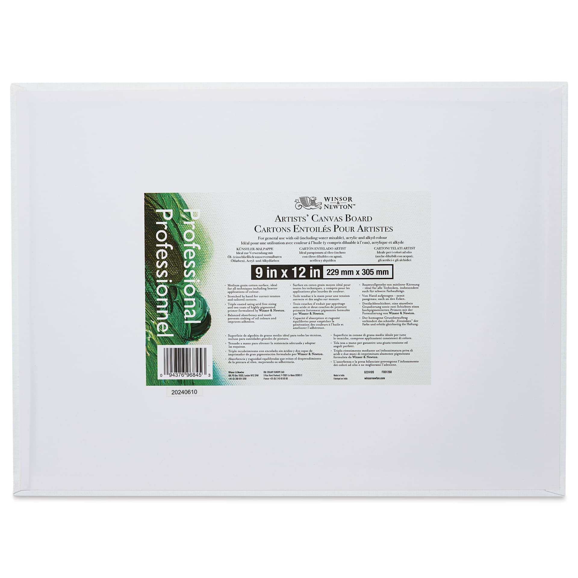 Winsor & Newton Professional Artists’ Canvas Board - 9" x 12" back