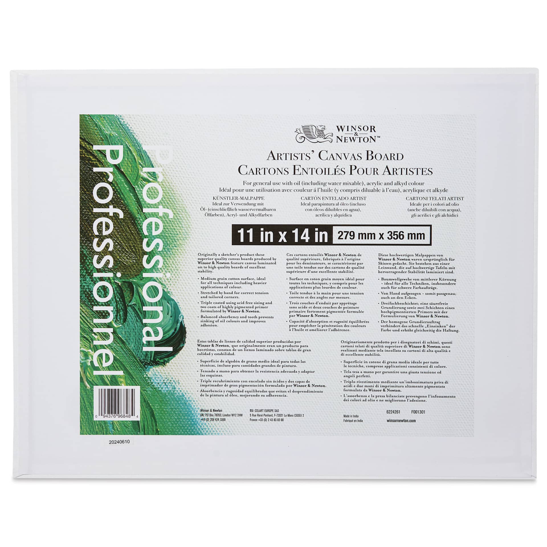 Winsor & Newton Professional Artists’ Canvas Board - 11" x 14" back
