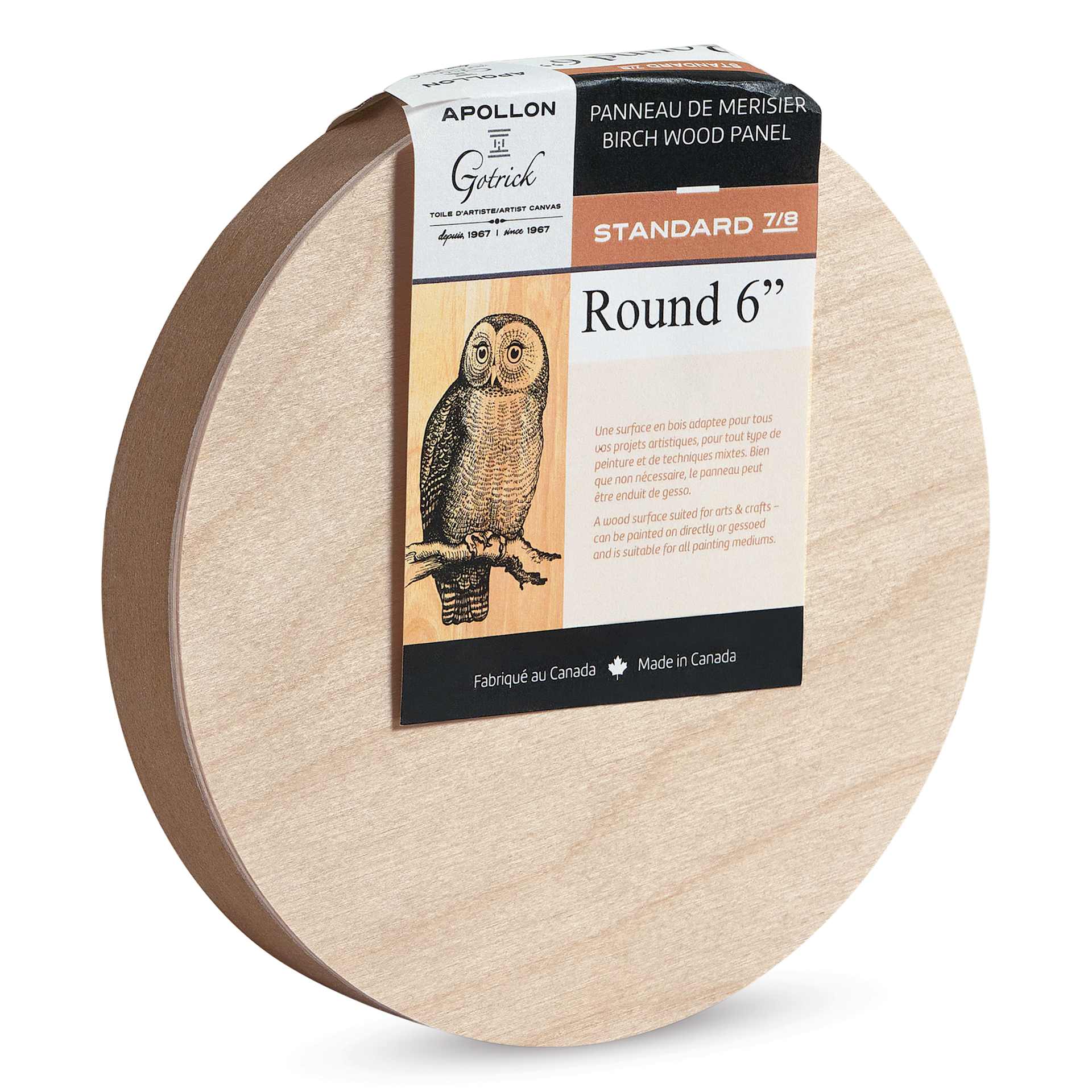 Apollon Gotrick Round Wood Panel - 6" Dia, 7/8" Profile