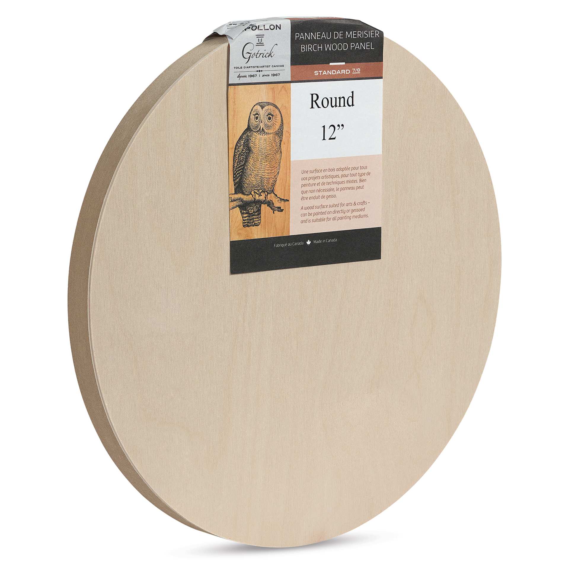 Apollon Gotrick Round Wood Panel - 12" Dia, 7/8" Profile