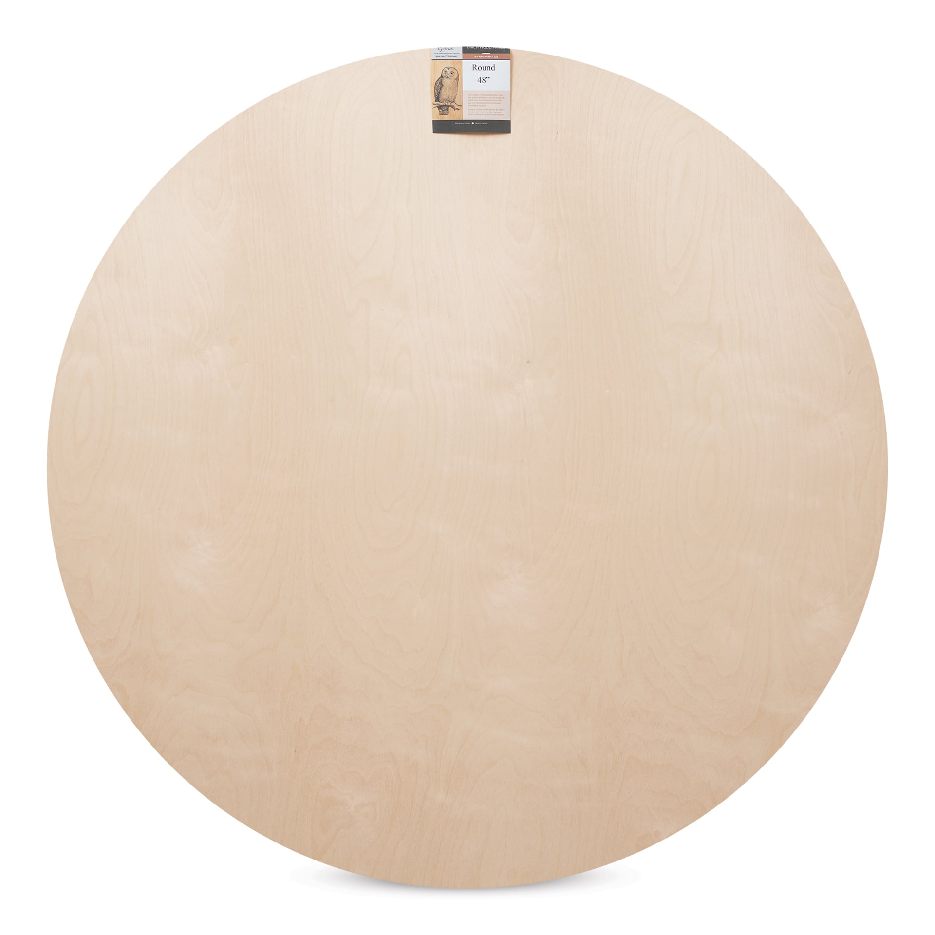 Apollon Gotrick Round Wood Panel - 48" Dia, 7/8" Profile front with label