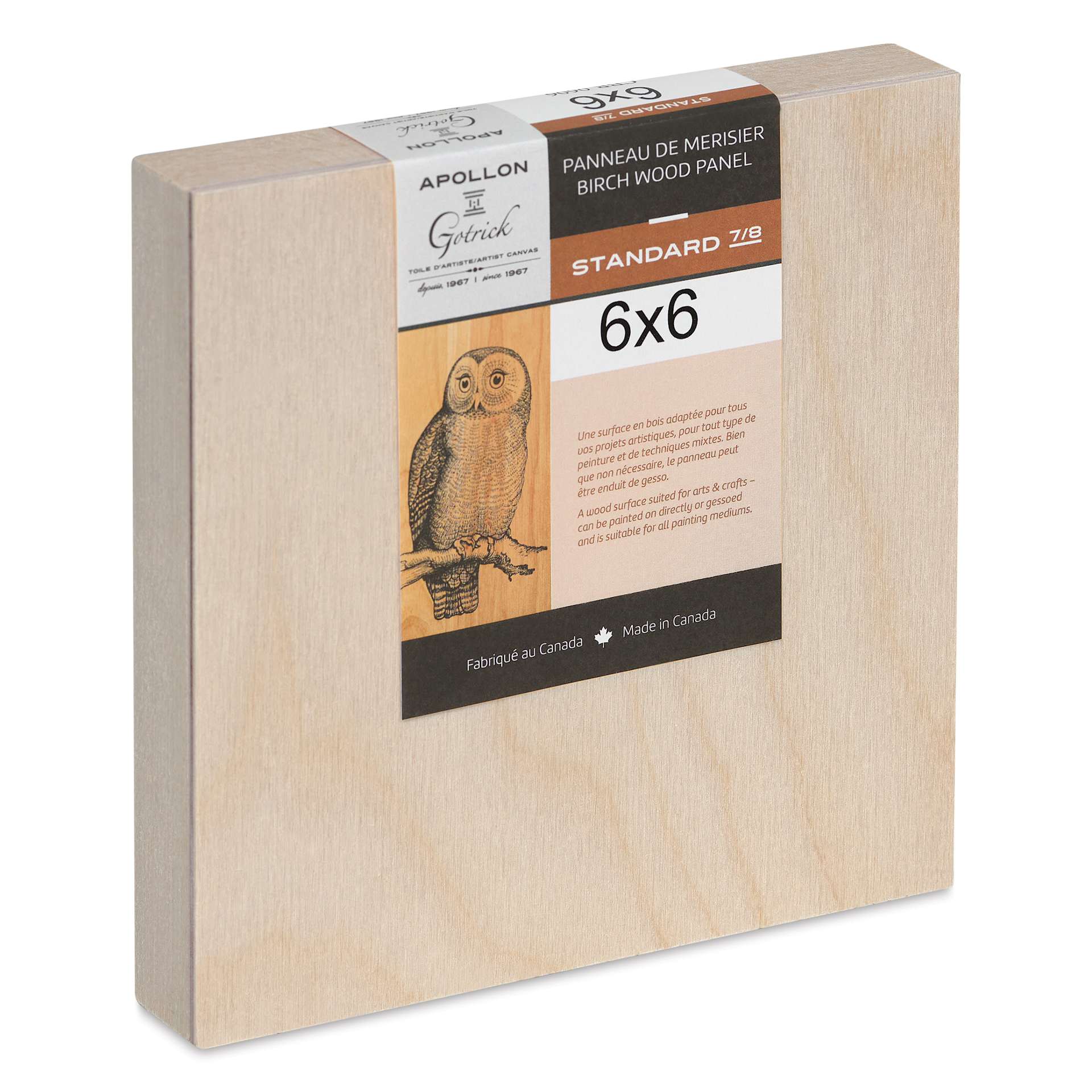 Apollon Gotrick Cradled Wood Panel - 6" x 6", 1" Profile