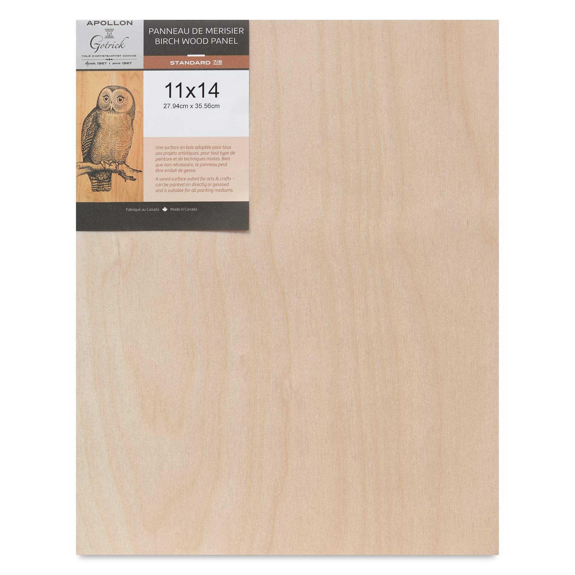 Apollon Gotrick Cradled Wood Panel - 11" x 14", 1" Profile front with label