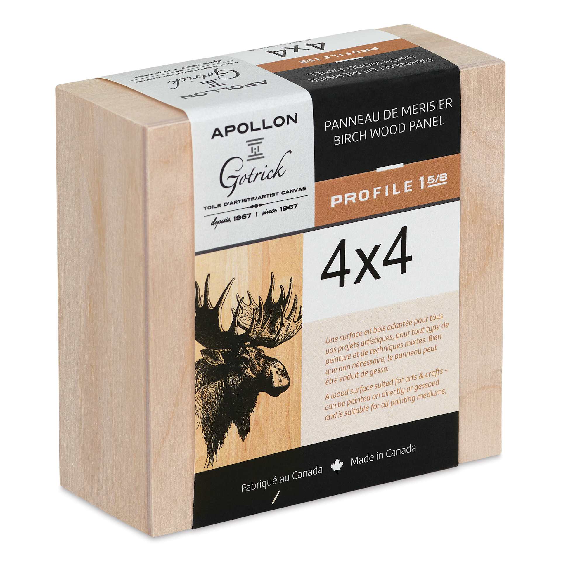 Apollon Gotrick Cradled Wood Panel - 4" x 4", 1-5/8" Profile