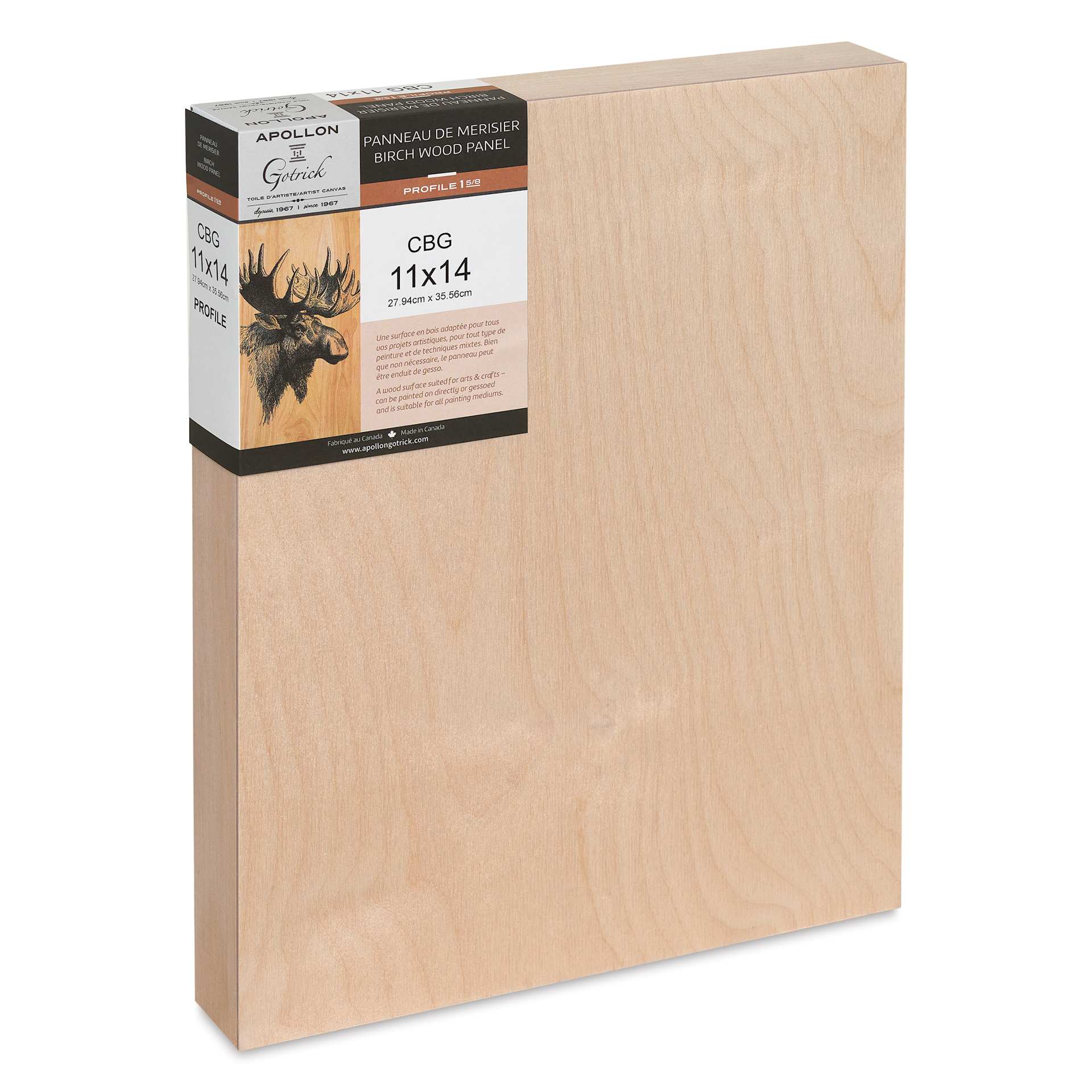 Apollon Gotrick Cradled Wood Panel - 11" x 14", 1-5/8" Profile