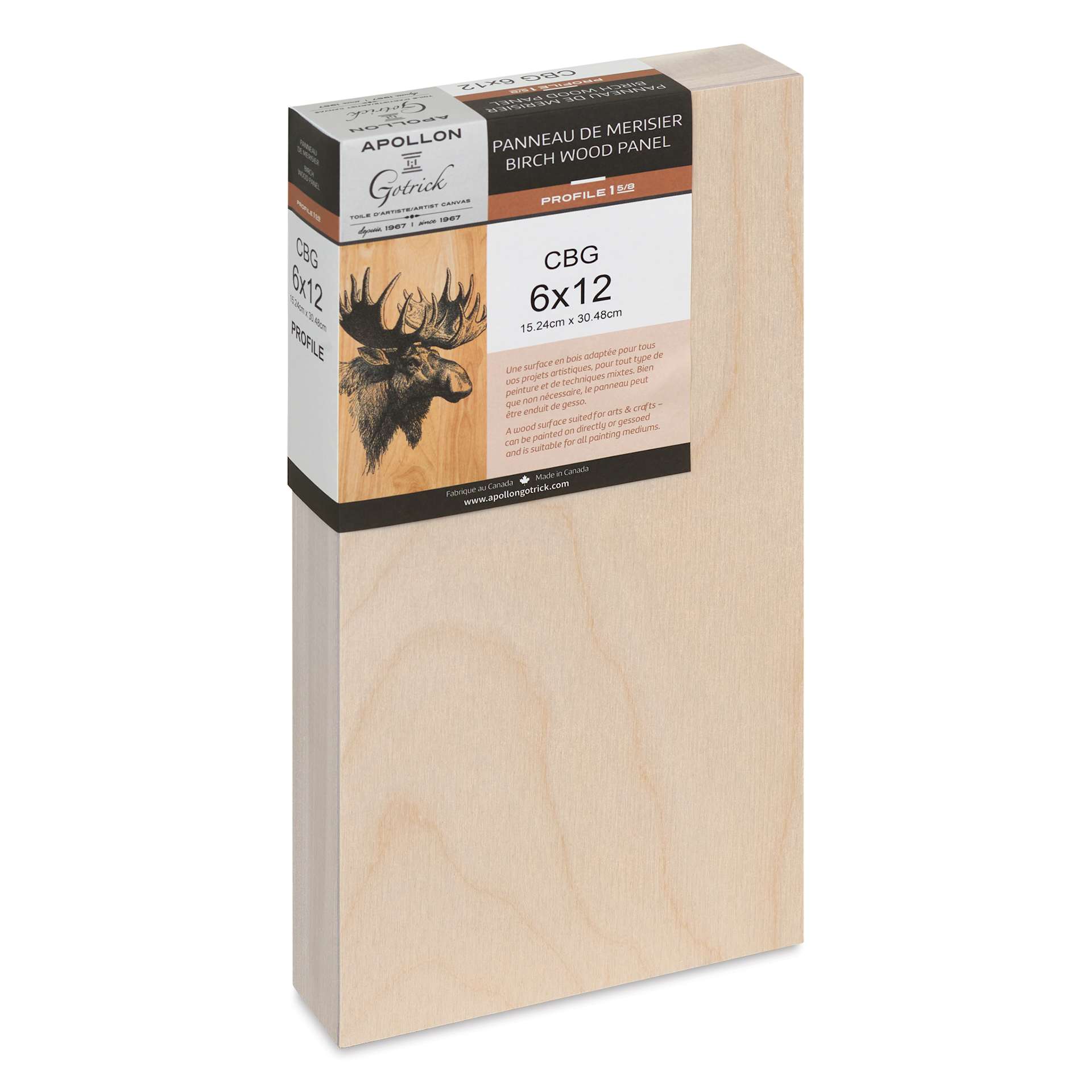 Apollon Gotrick Cradled Wood Panel - 6" x 12", 1-5/8" Profile