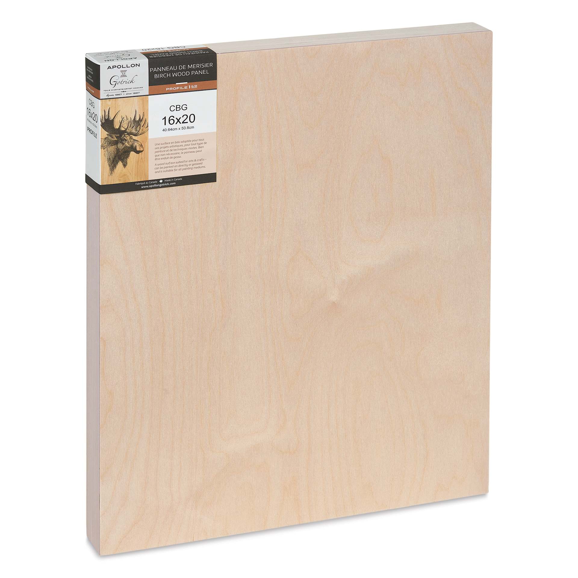 Apollon Gotrick Cradled Wood Panel - 16" x 20", 1-5/8" Profile