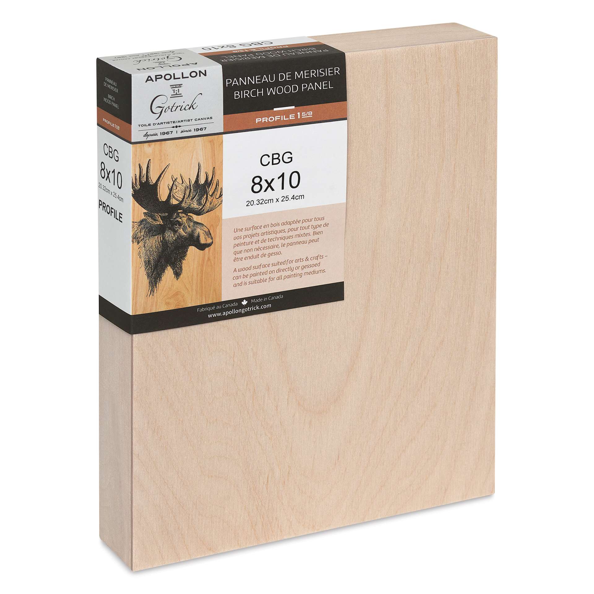 Apollon Gotrick Cradled Wood Panel - 8" x 10", 1-5/8" Profile