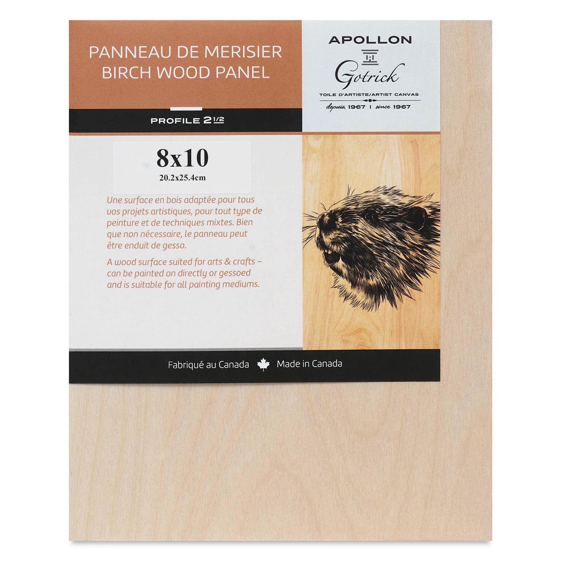 Apollon Gotrick Cradled Wood Panel - 8" x 10", 2-5/8" Profile front with label