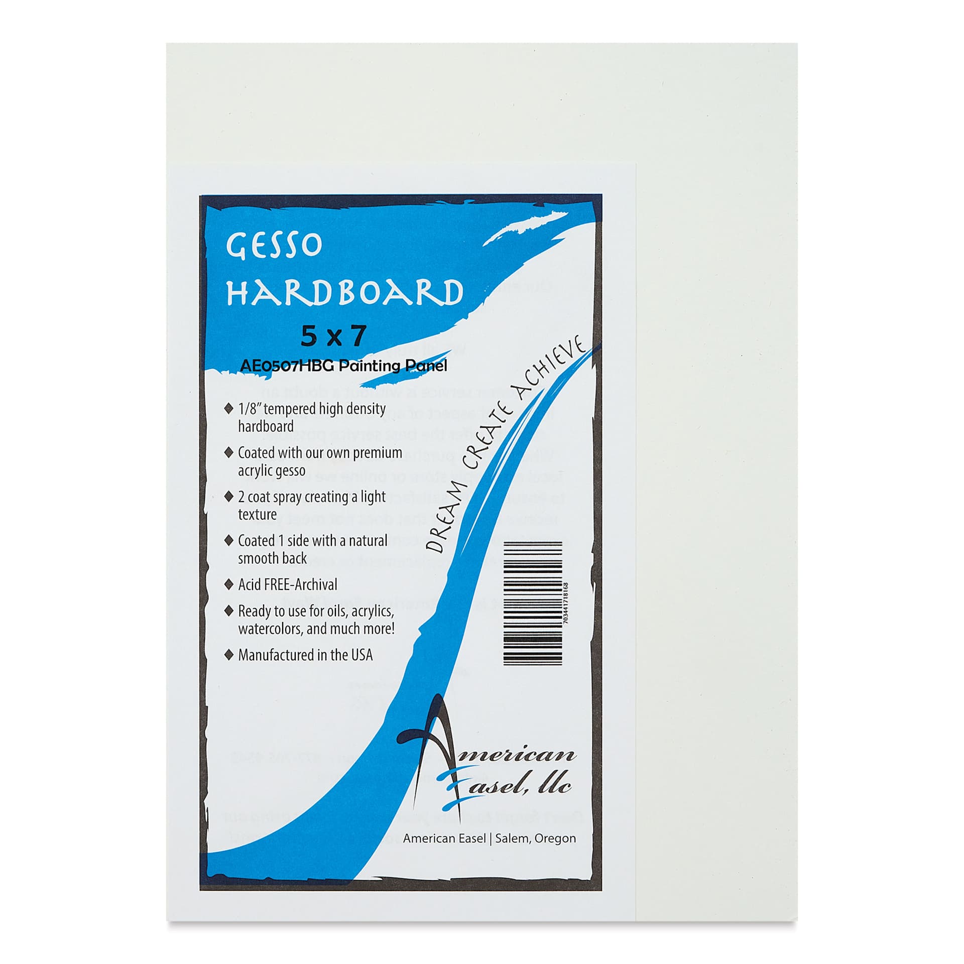 American Easel Gessoed Hardboard Panel - 5" x 7", 1/8", packaging