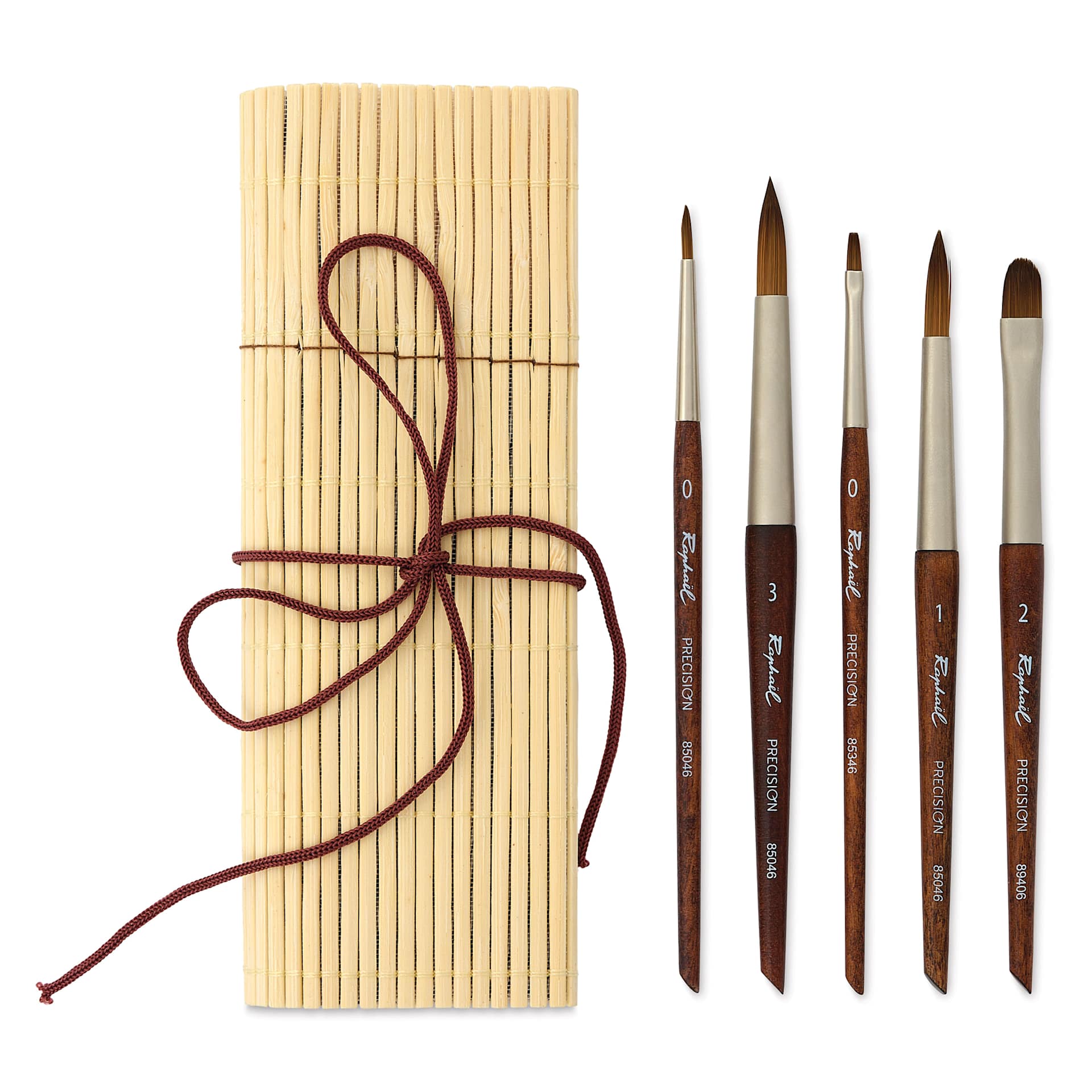 Raphaël x Monet Mini Watercolor Brush Set, bamboo travel roll with brushes