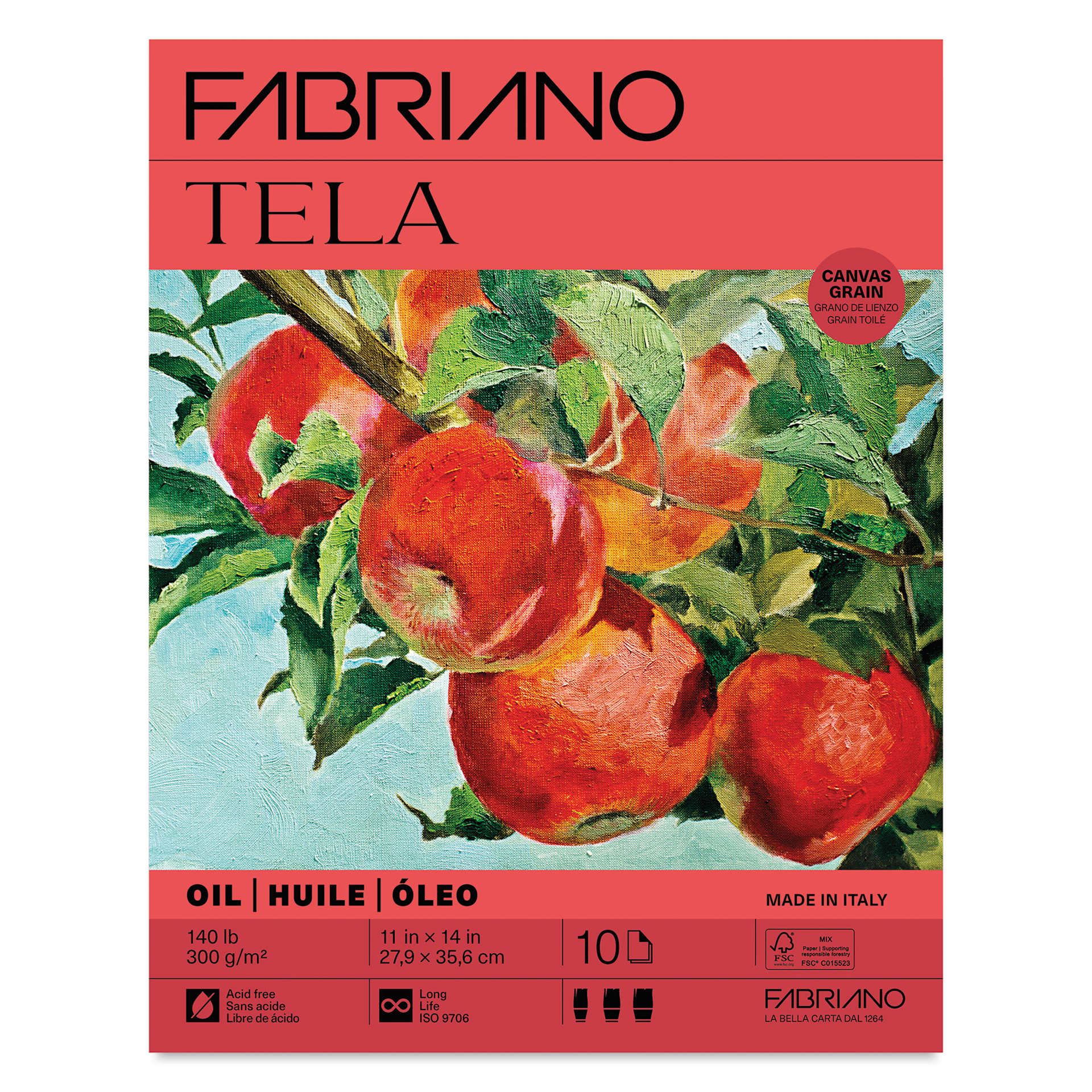Fabriano Tela Oil Painting Pad - 11" x 14", 300 gsm, 10 Sheets