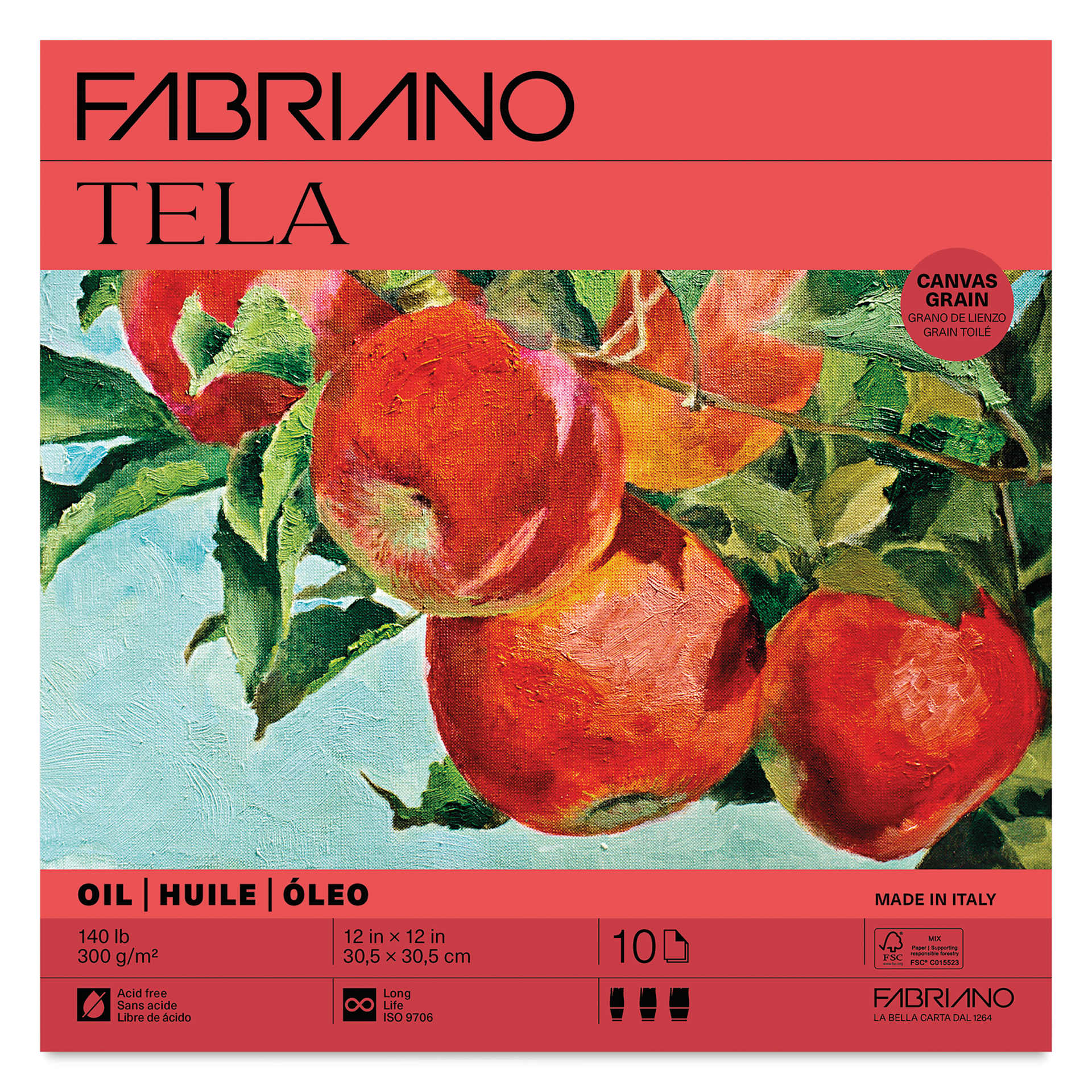 Fabriano Tela Oil Painting Pad - 12" x 12", 300 gsm, 10 Sheets