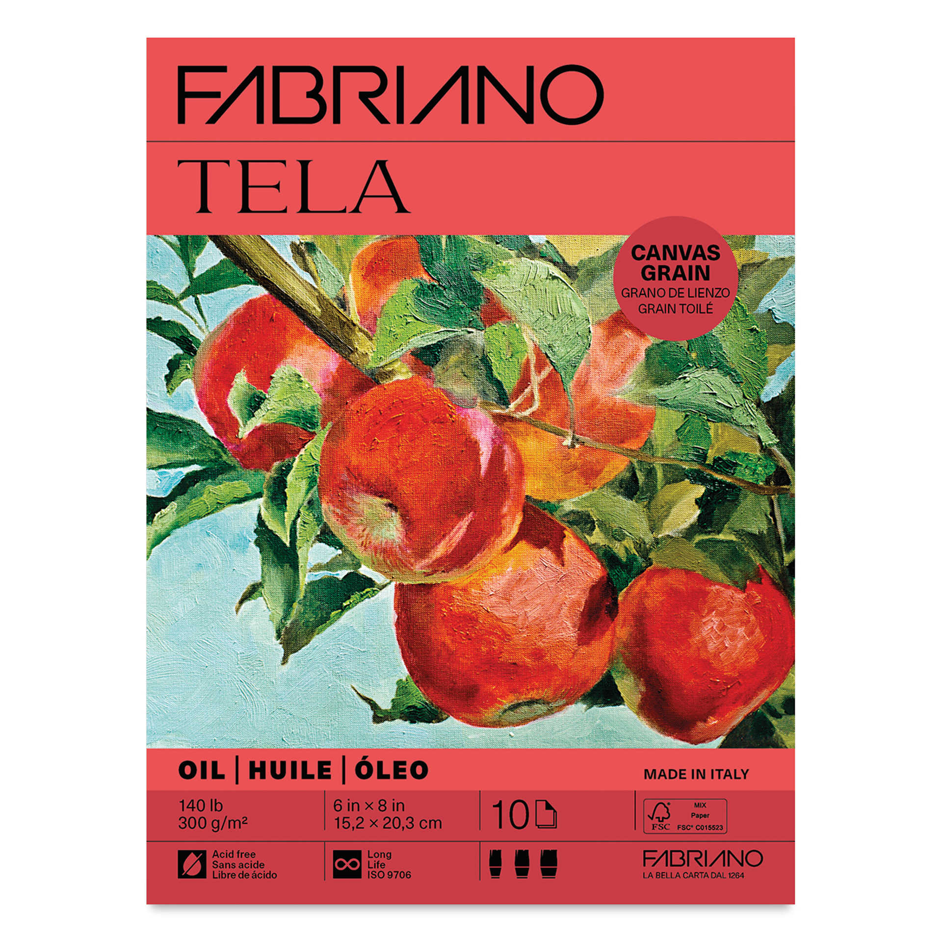 Fabriano Tela Oil Painting Pad - 6" x 8", 300 gsm, 10 Sheets