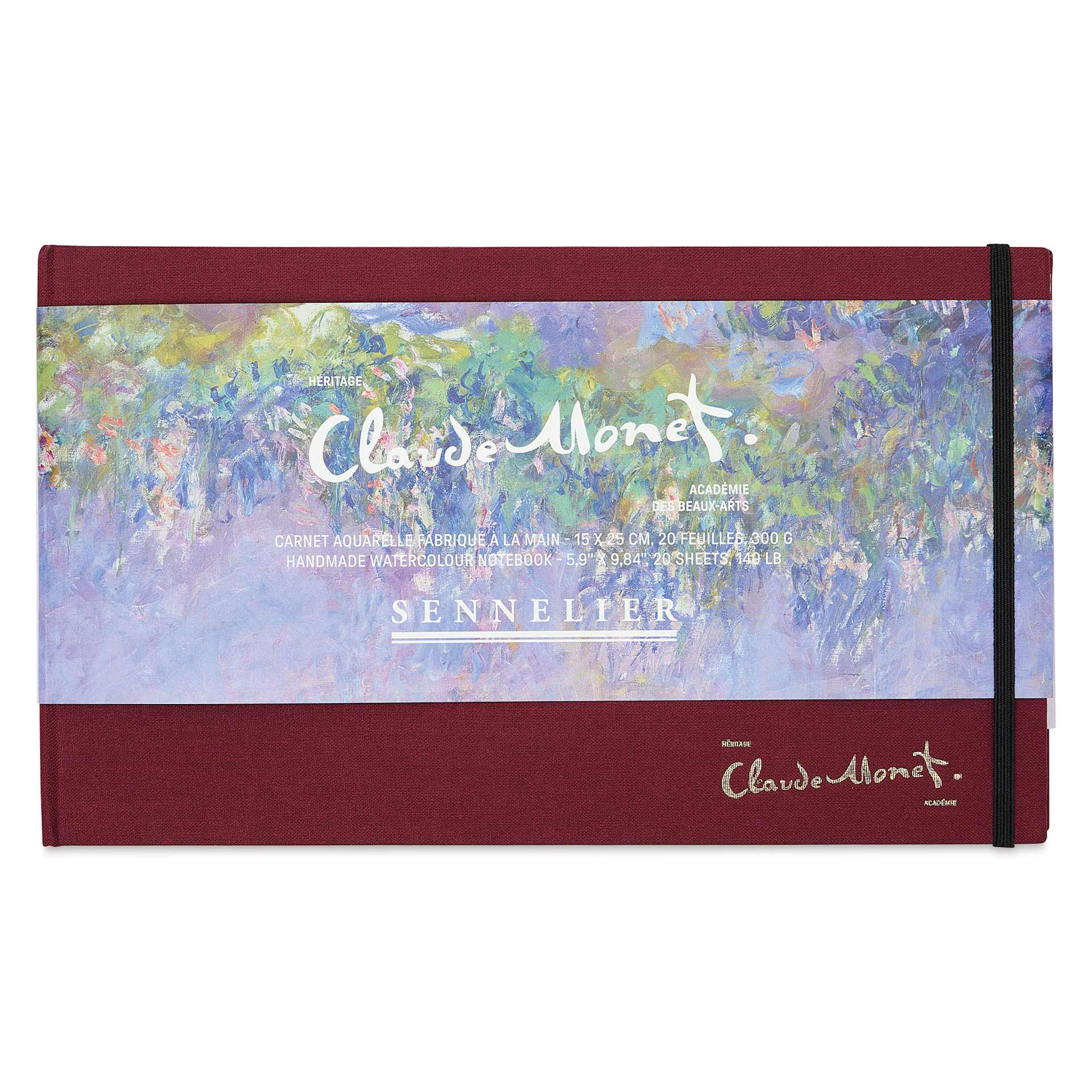 Sennelier Claude Monet Watercolor Notebook - 5.9" x 9.8", Red, front cover with label