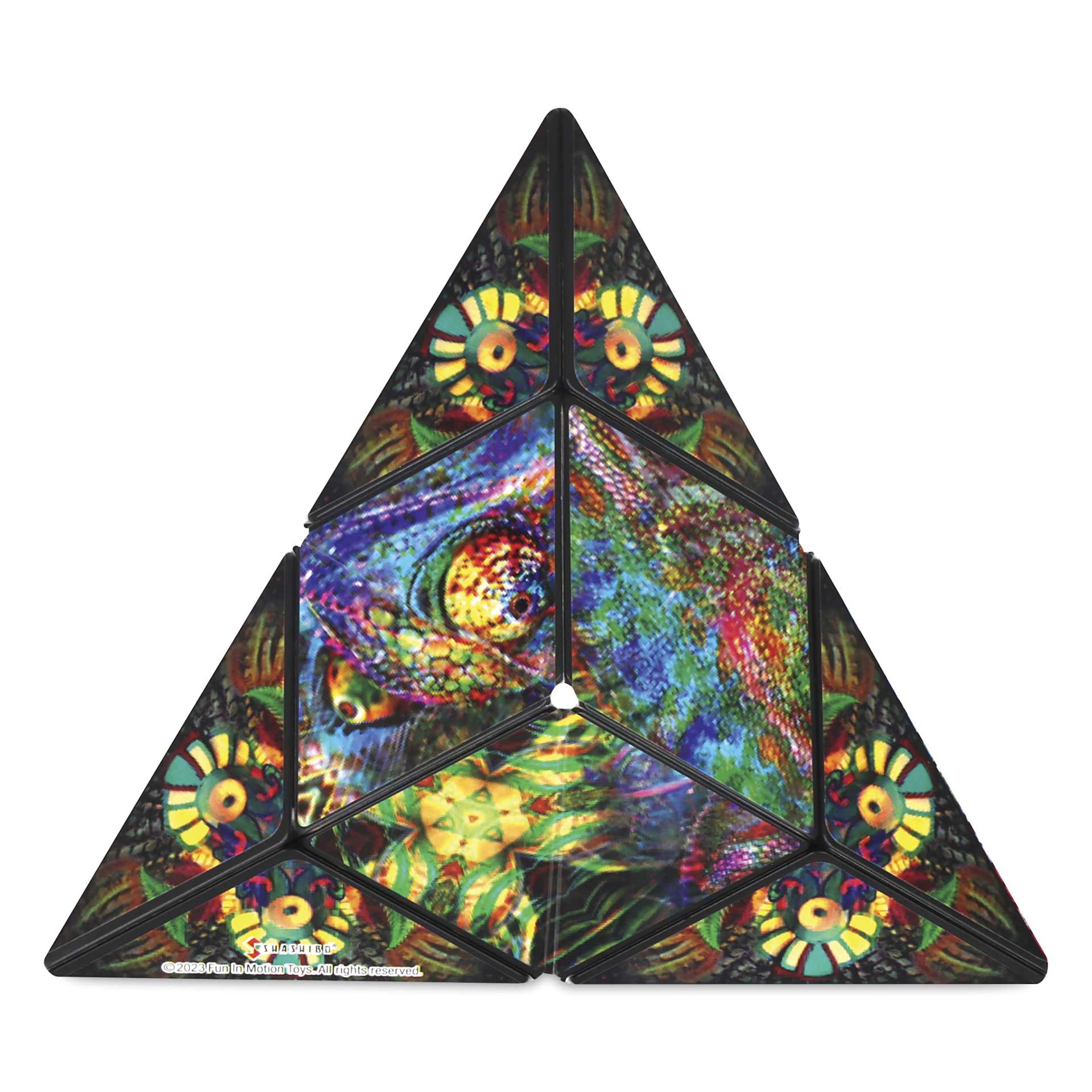 Shashibo Puzzle Toy - Chameleon, folded into pyramid
