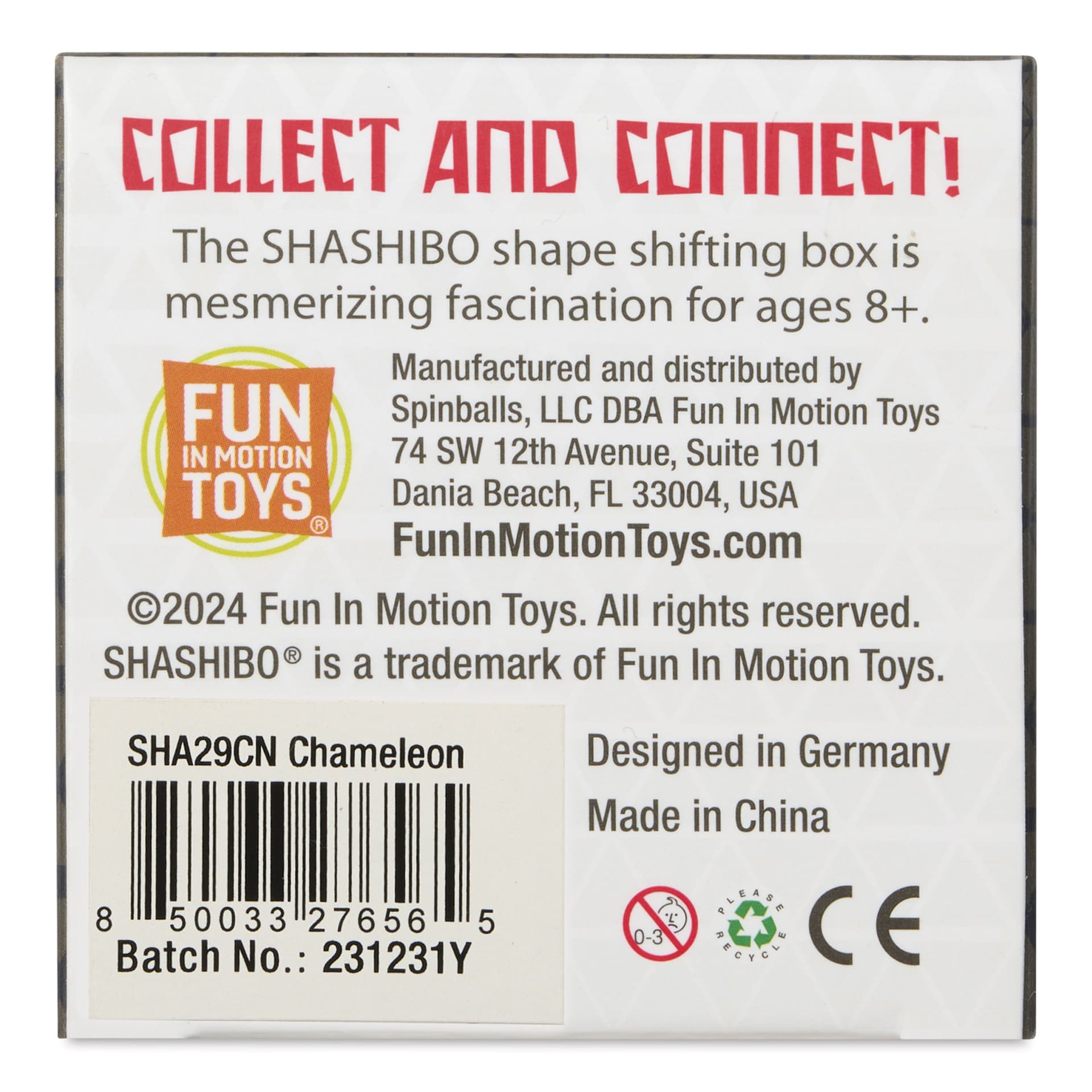 Shashibo Puzzle Toy - Chameleon, back of packaging