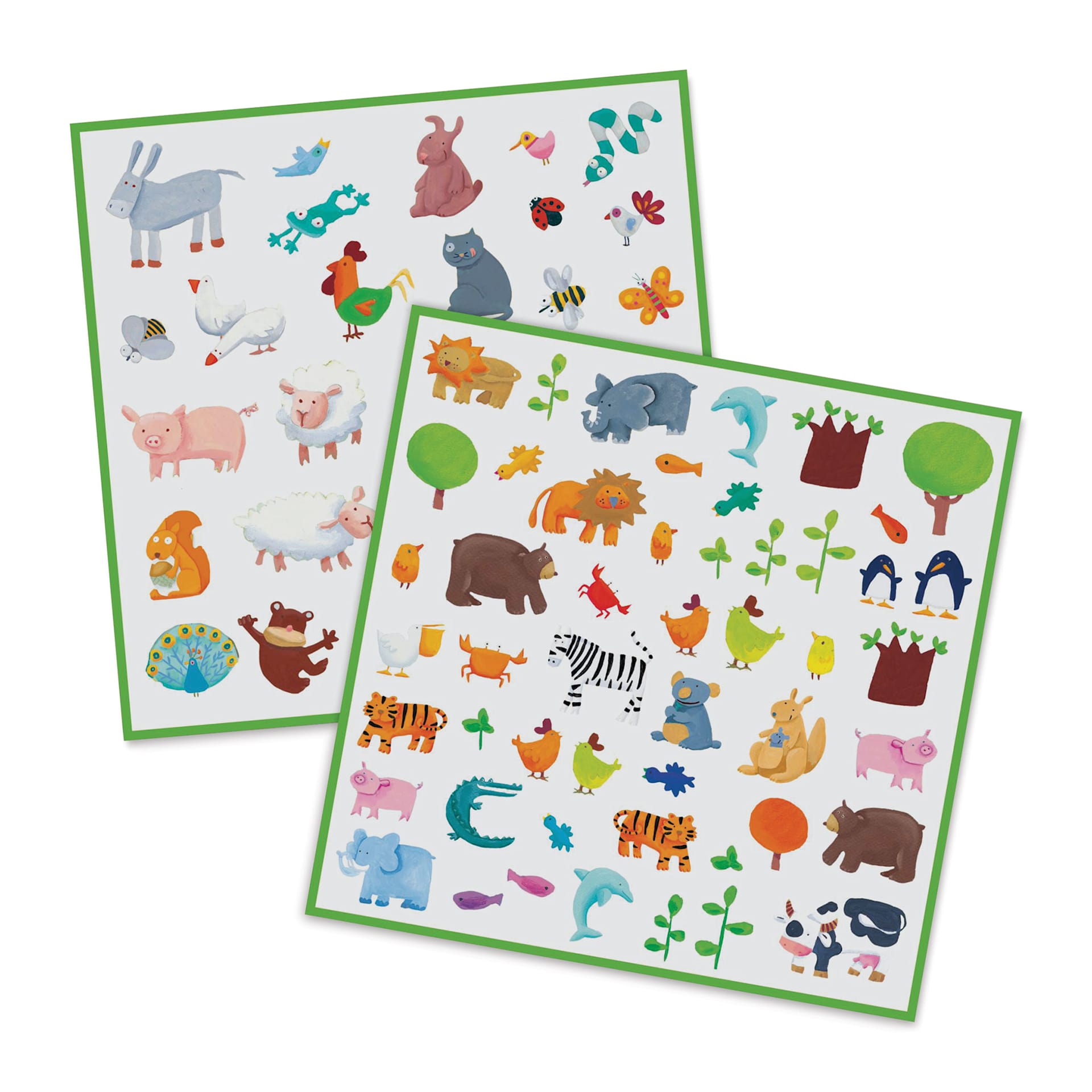 Djeco Sticker Sheets - Animals, Pkg of 2 Sheets (the included sheets)