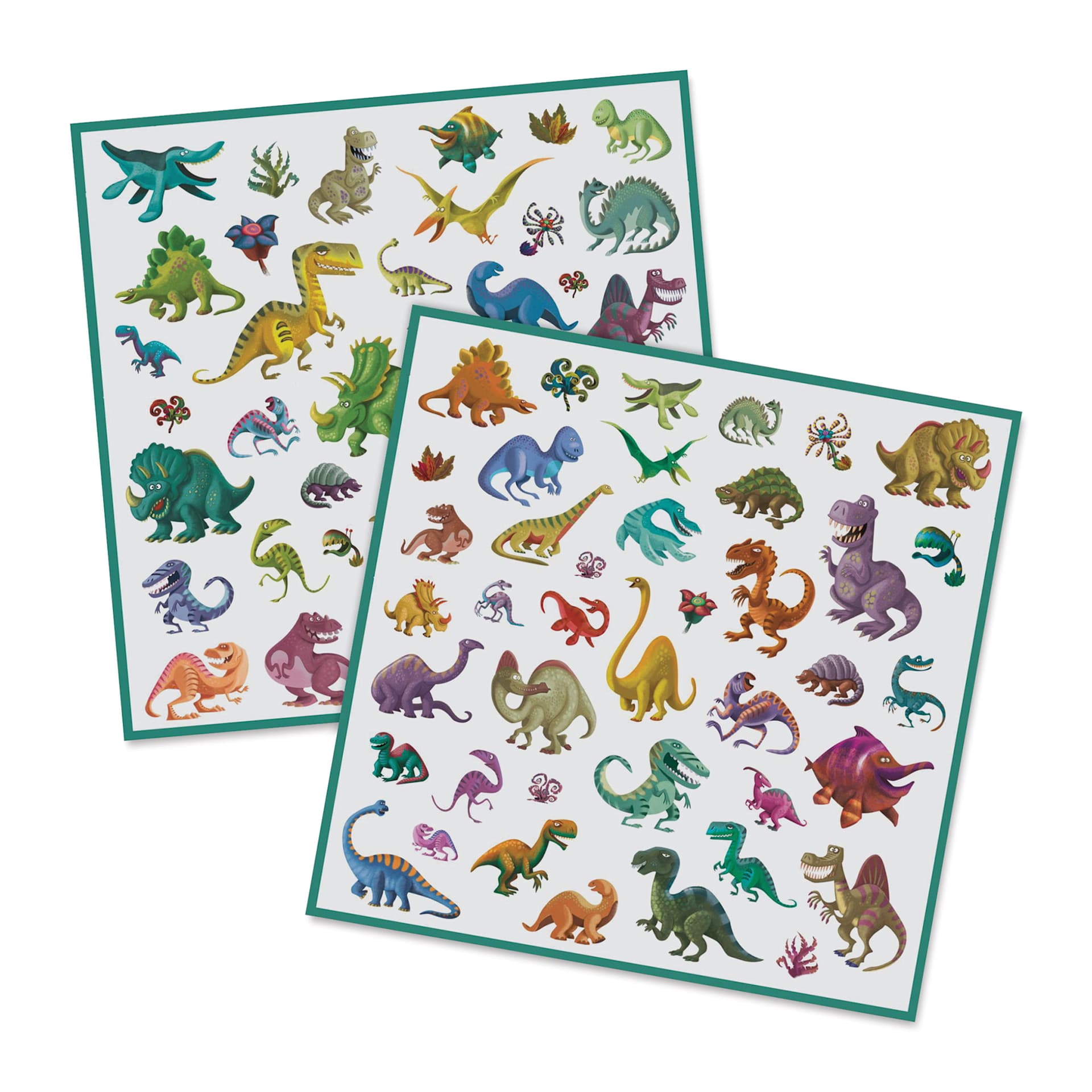 Djeco Sticker Sheets - Dinosaurs, Pkg of 2 Sheets (included sheets)