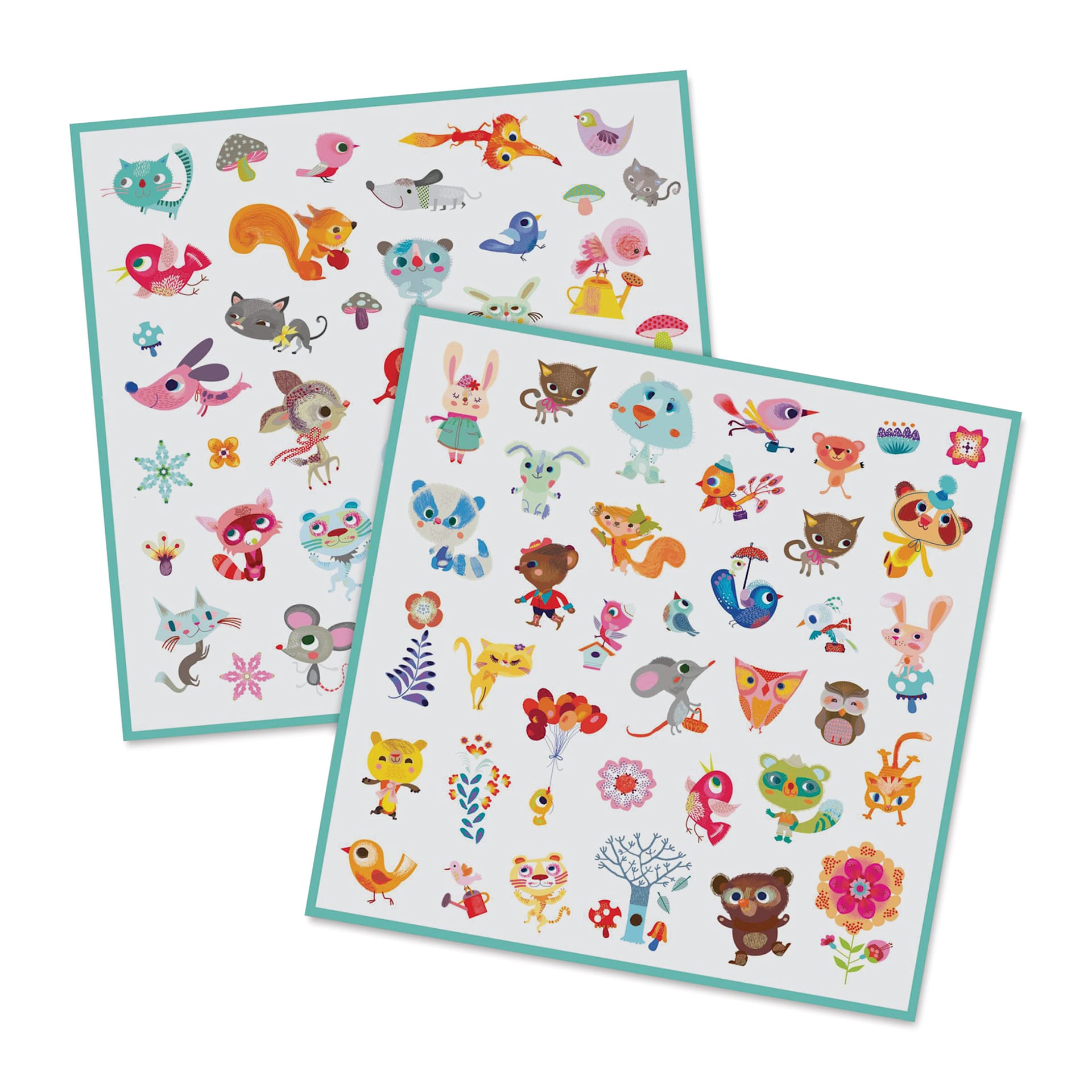 Djeco Sticker Sheets - Little Friends, Pkg of 2 Sheets (included sheets)
