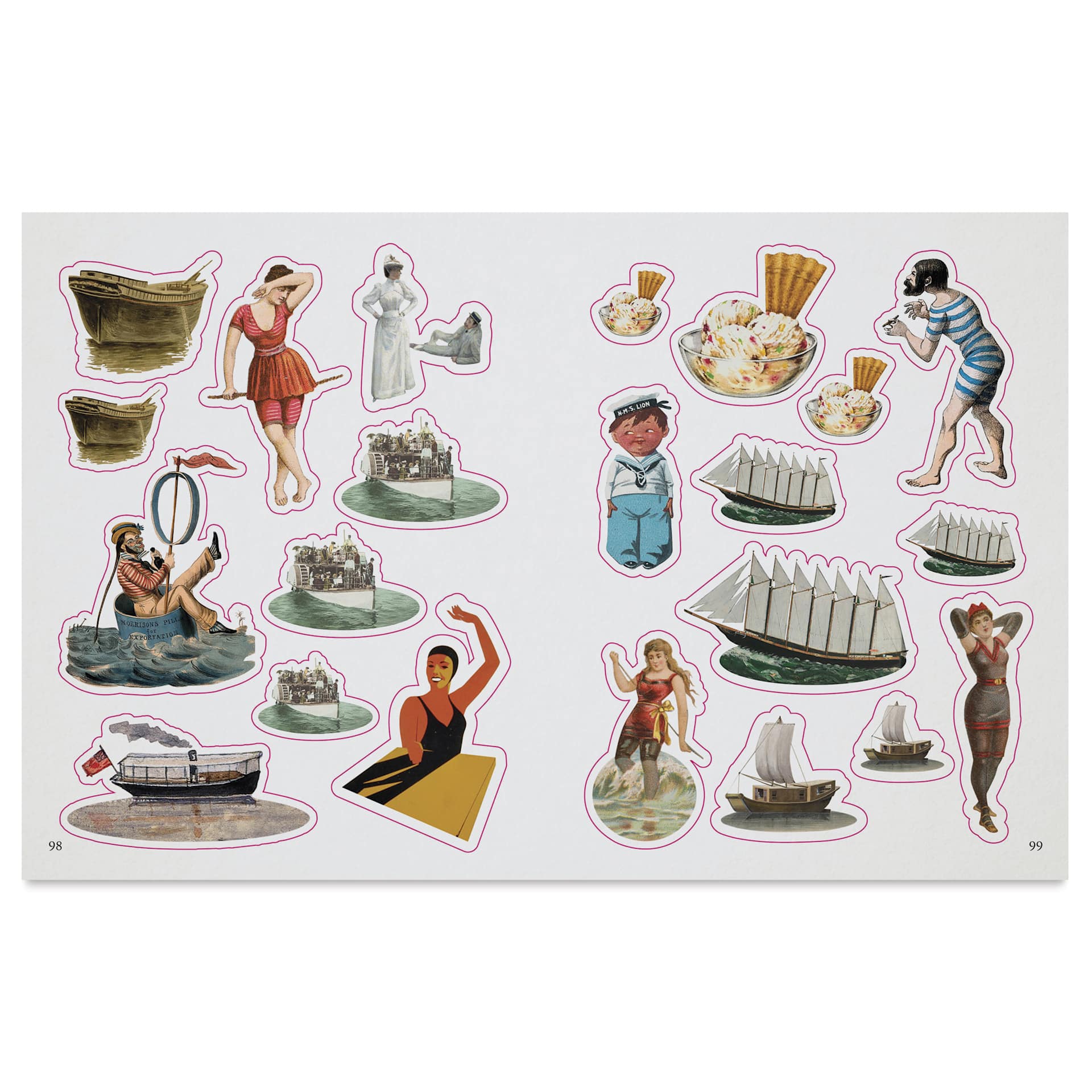 The Seashore Sticker Anthology, people and boats