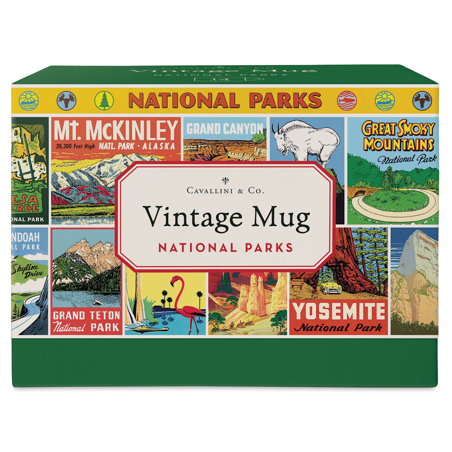 Cavallini Vintage National Parks Mug front of packaging