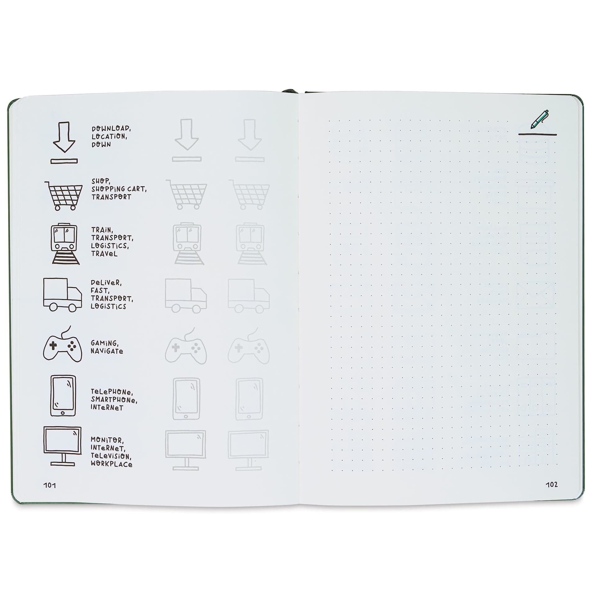 Leuchtturm1917 Hardcover Sketchnote Journal - Olive, 5-3/4" x 8-1/4", tips and tricks page