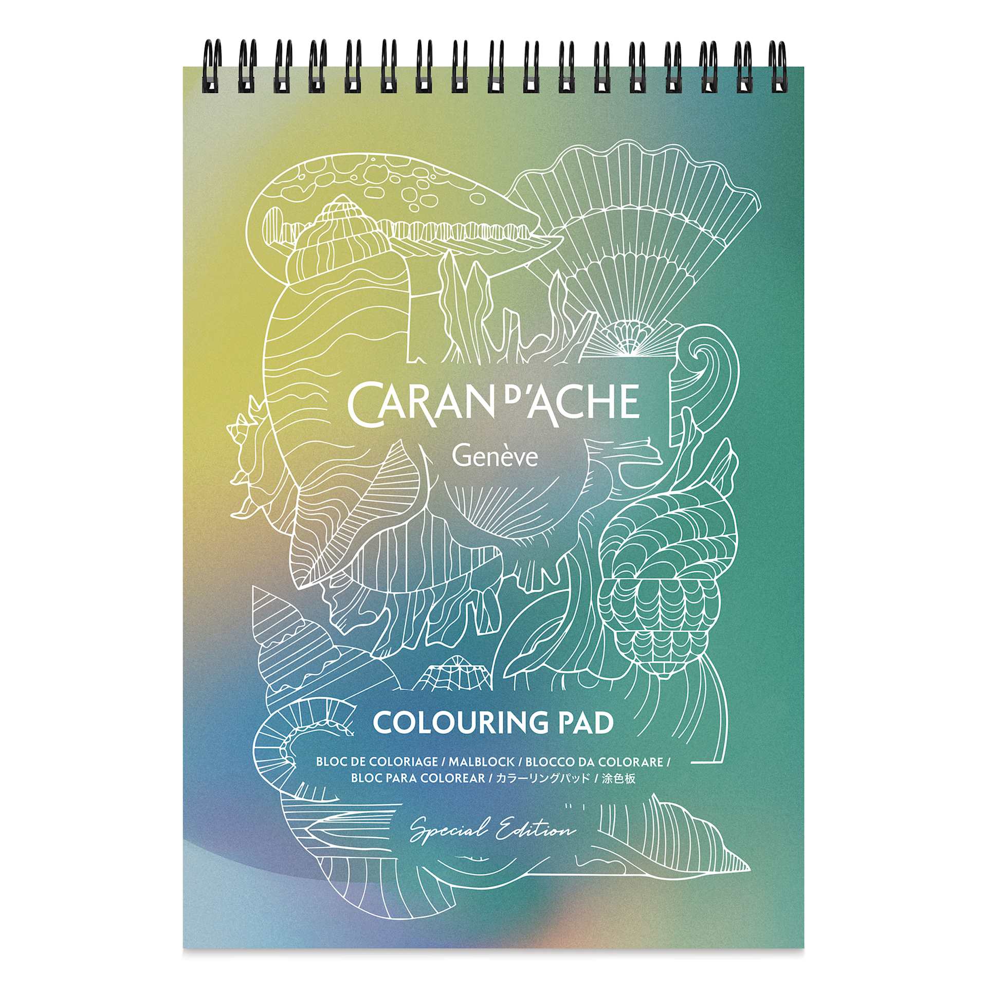 Caran d’Ache Claim Your Style Coloring Pad - 20 Sheets, Assorted Colors, front of pad