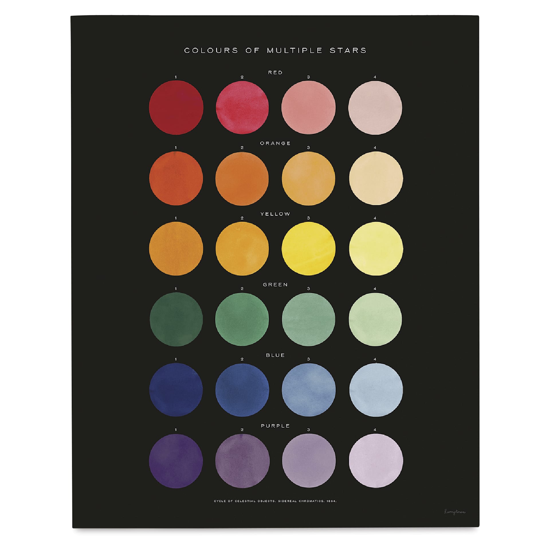Roomytown Study of Color Fine Art Giclee Print - Colours of Multiple Stars, 11" x 14"