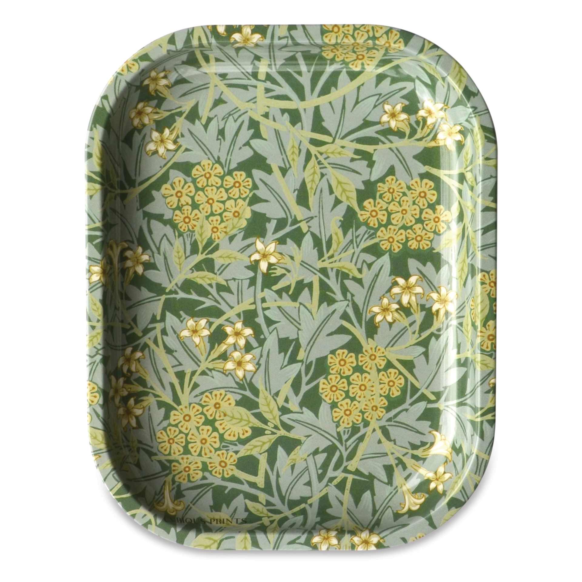 Curious Prints Vintage Metal Tray - 5" x 7", Morris Jasmine, front
