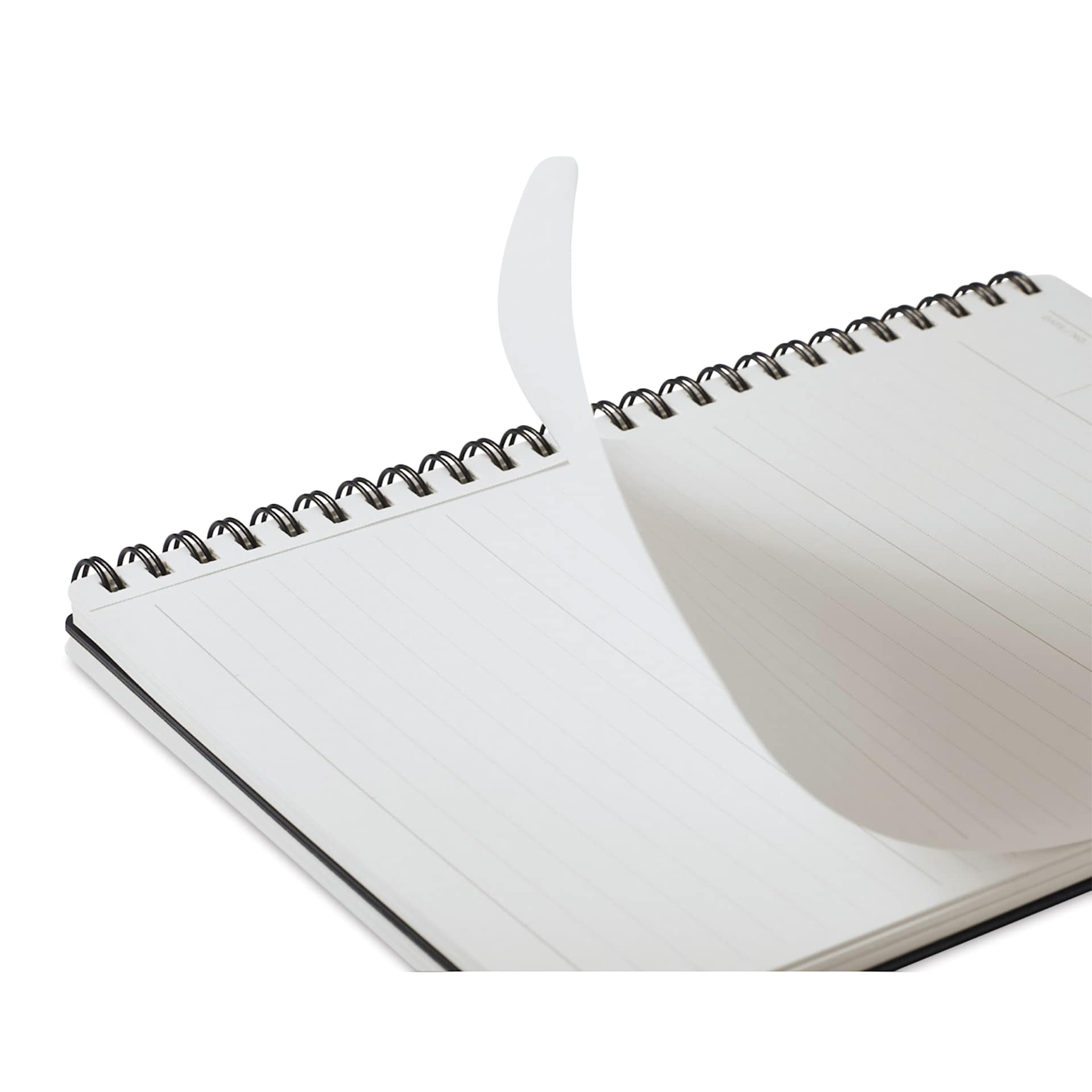 Maruman Mnemosyne Notebook - Black, A5, Lined, sheet being torn from notebook