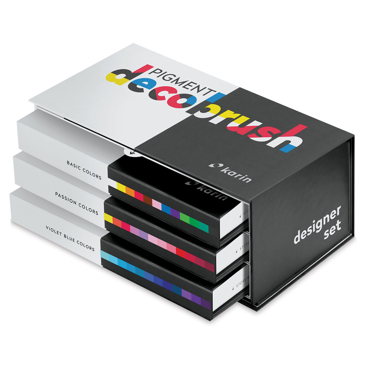 Karin Pigment Decobrush Markers - Designer Colors, Set of 36