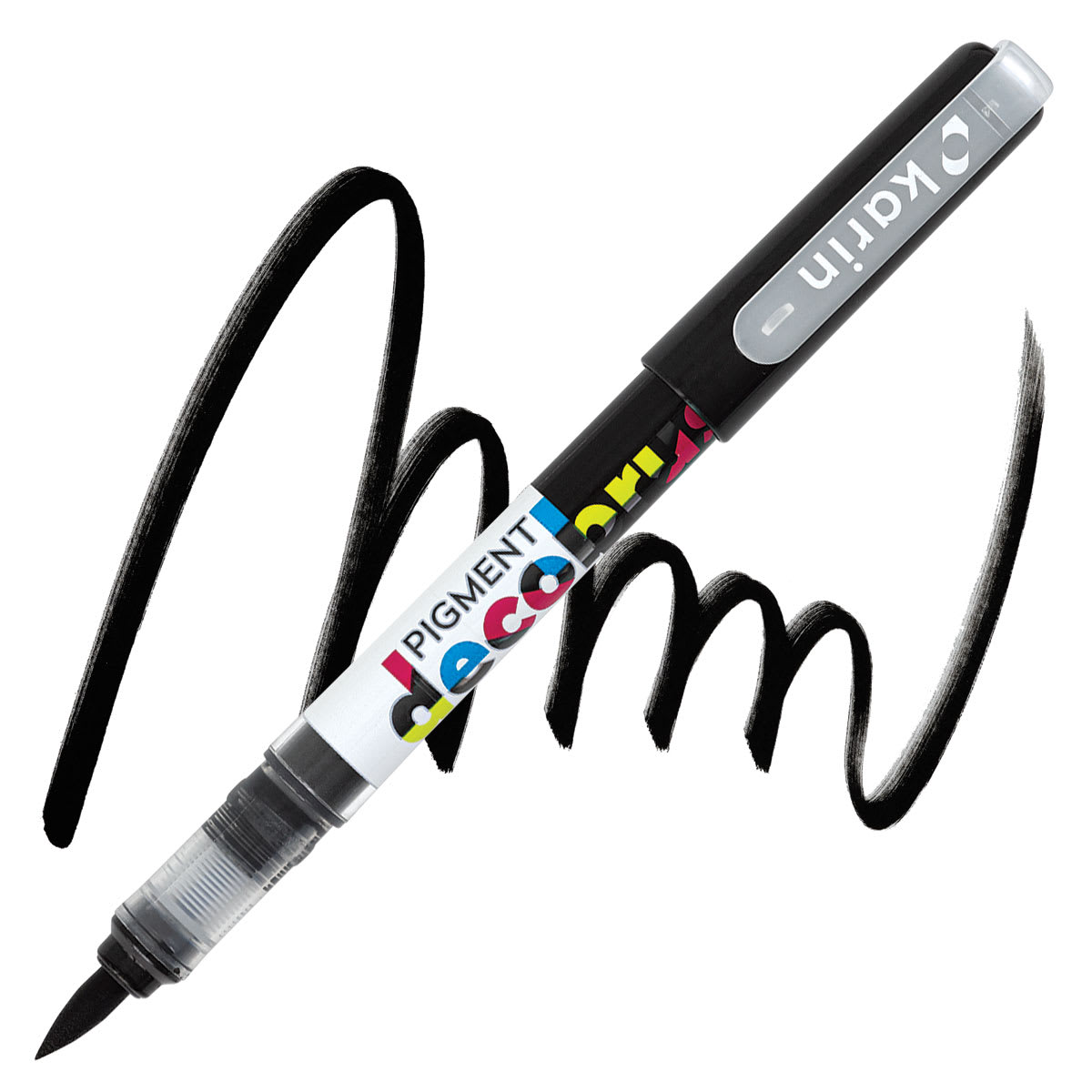 Karin Pigment Decobrush Marker - Black marker and swatch