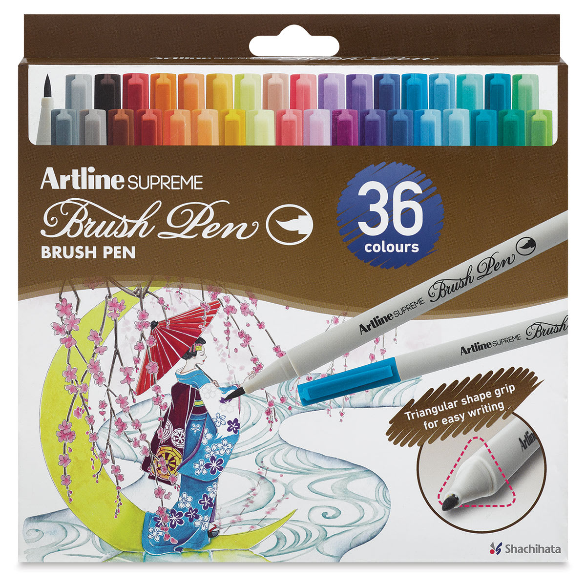 Artline Supreme Brush Pens - Set of 36, Assorted Colors (front of package)