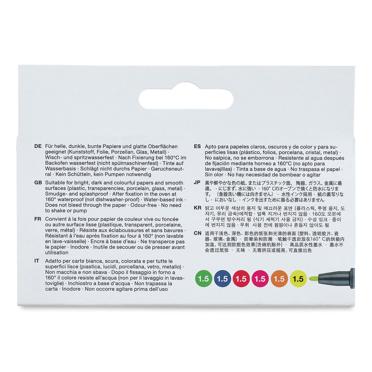 Faber-Castell Neon Markers - Set of 6, 1.5 mm (back of package)