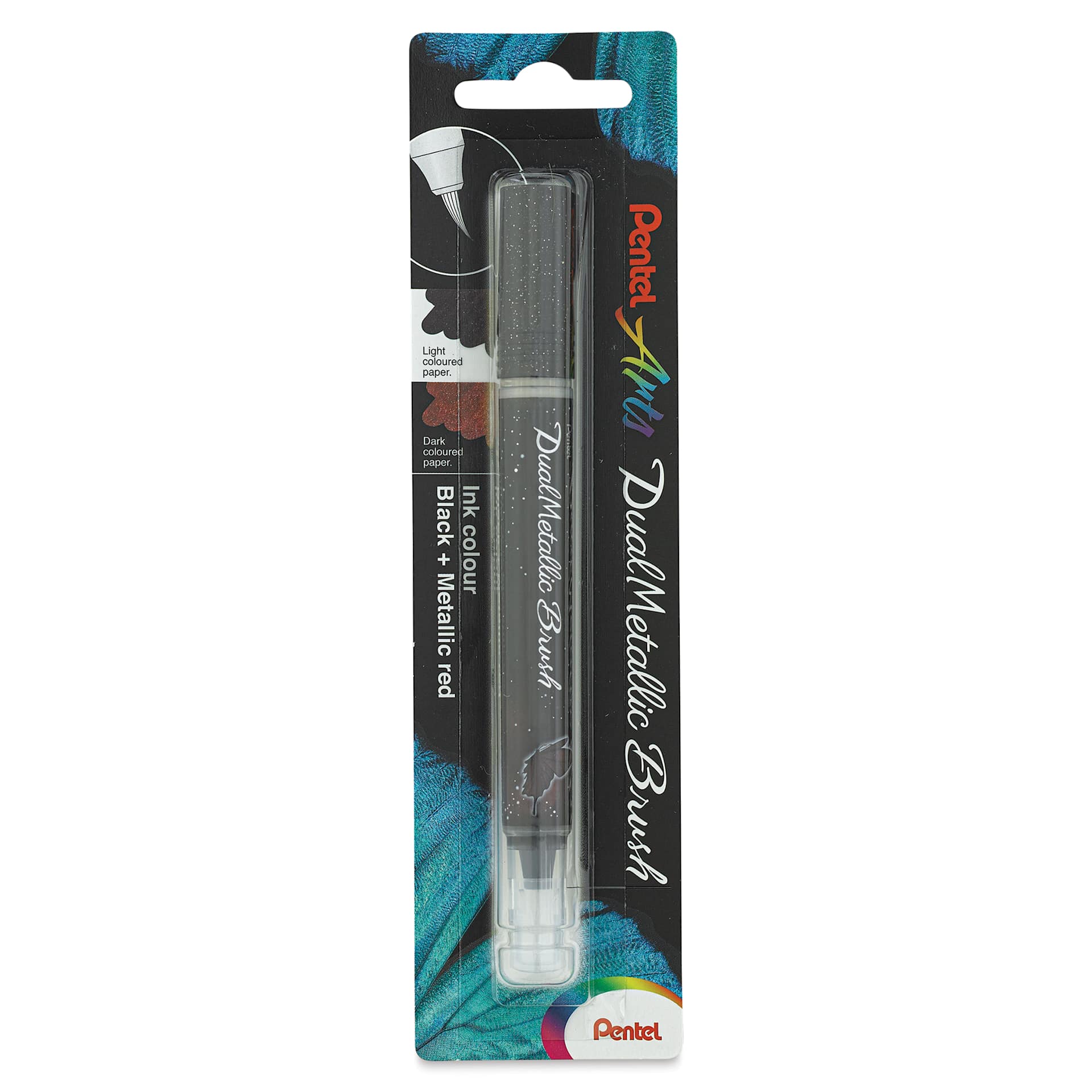 Pentel Arts Dual Metallic Brush Pen - Black/Metallic Red (front of package)