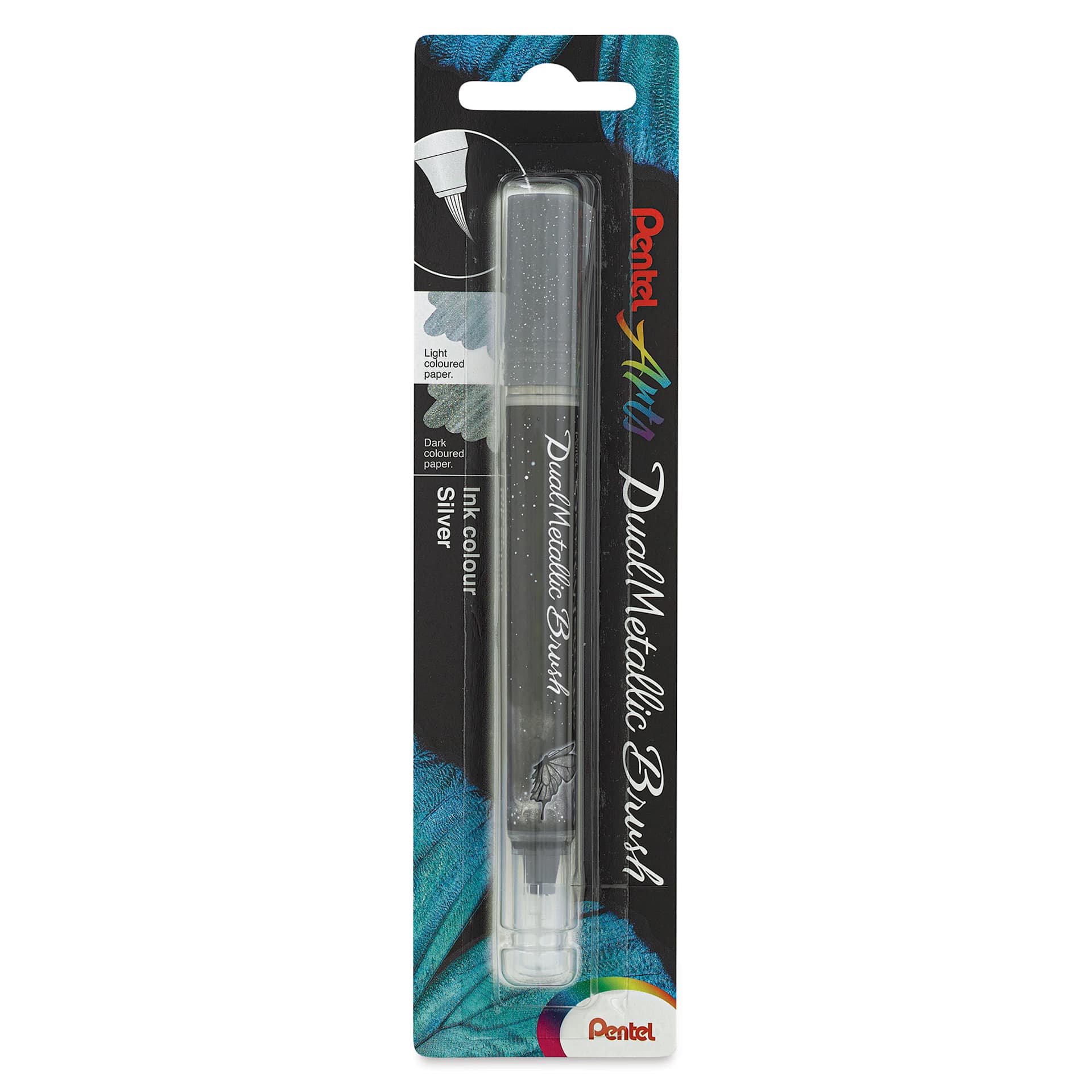 Pentel Arts Dual Metallic Brush Pen - Silver (front of package)