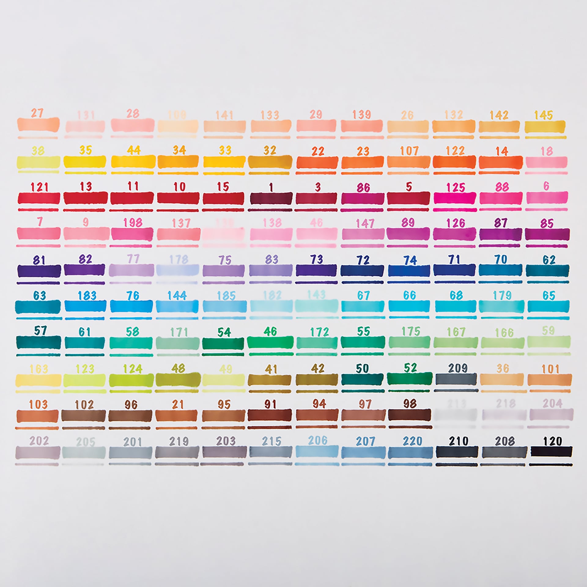 Kingart Pro Double-Ended Art Alcohol Markers - Vivid Assortment, Set of 120, color swatches