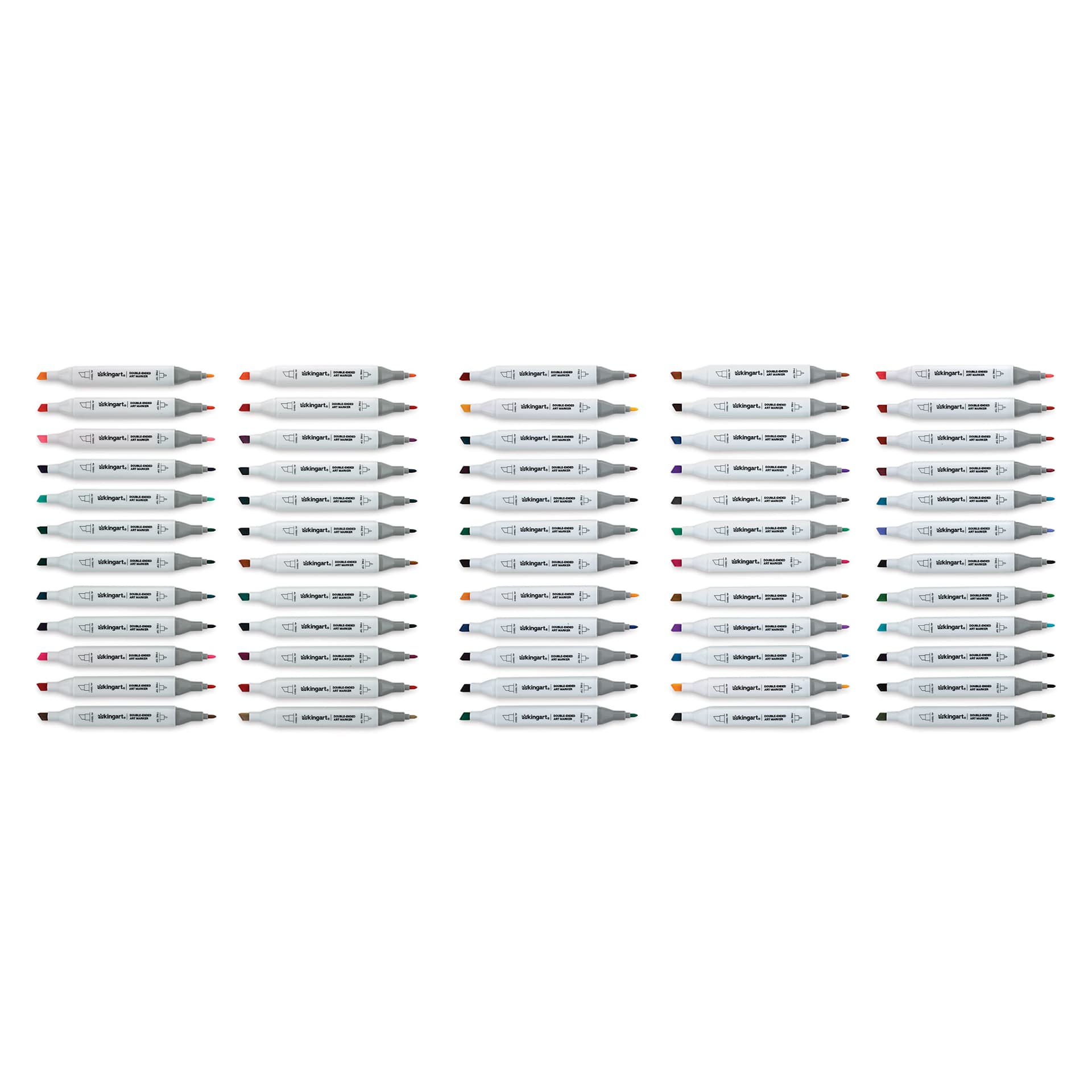 Kingart Pro Double-Ended Art Alcohol Markers - Assorted, Set of 60 (included markers)