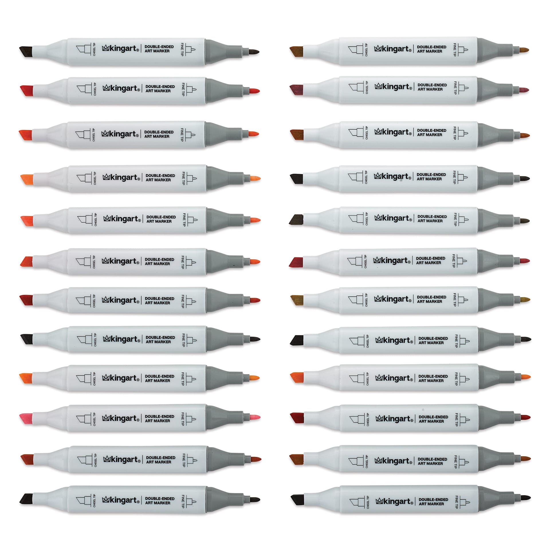 Kingart Pro Double-Ended Art Alcohol Markers - Portrait, Set of 24 (included markers)