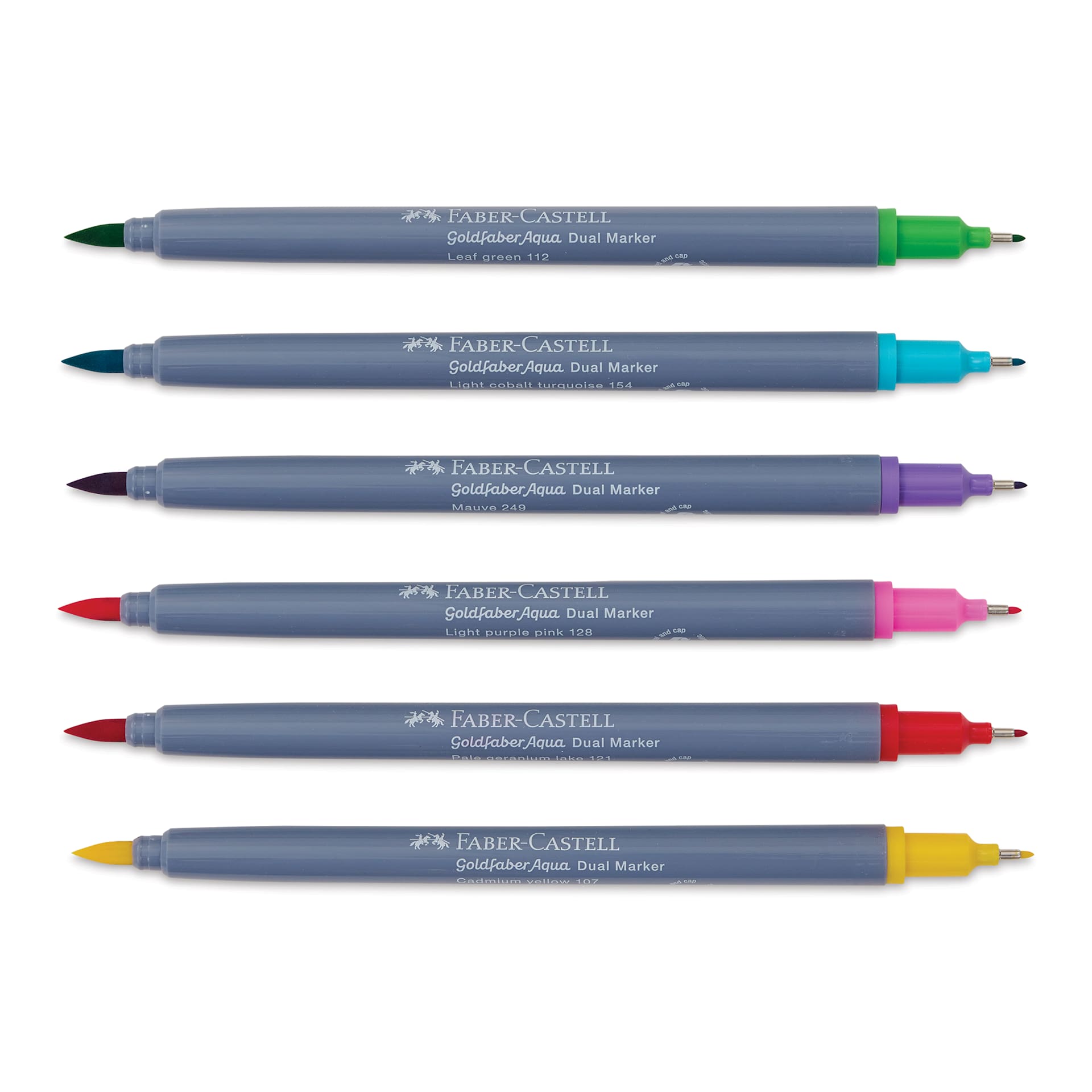 Faber-Castell Goldfaber Aqua Dual Markers - Candy Shop, Set of 6 (markers with caps off)