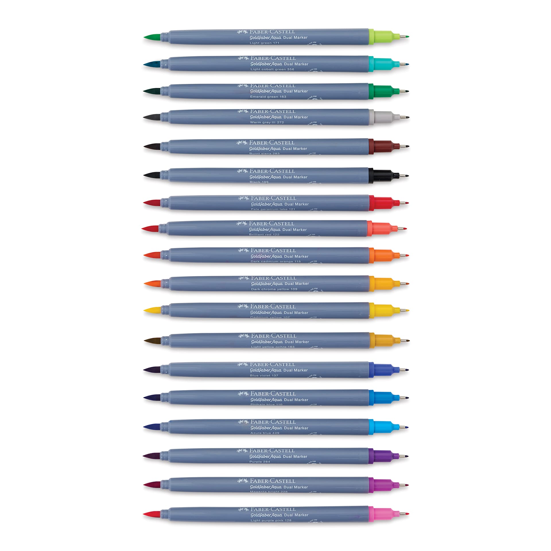 Faber-Castell Goldfaber Aqua Dual Markers - Assorted, Set of 18 (markers with caps removed)