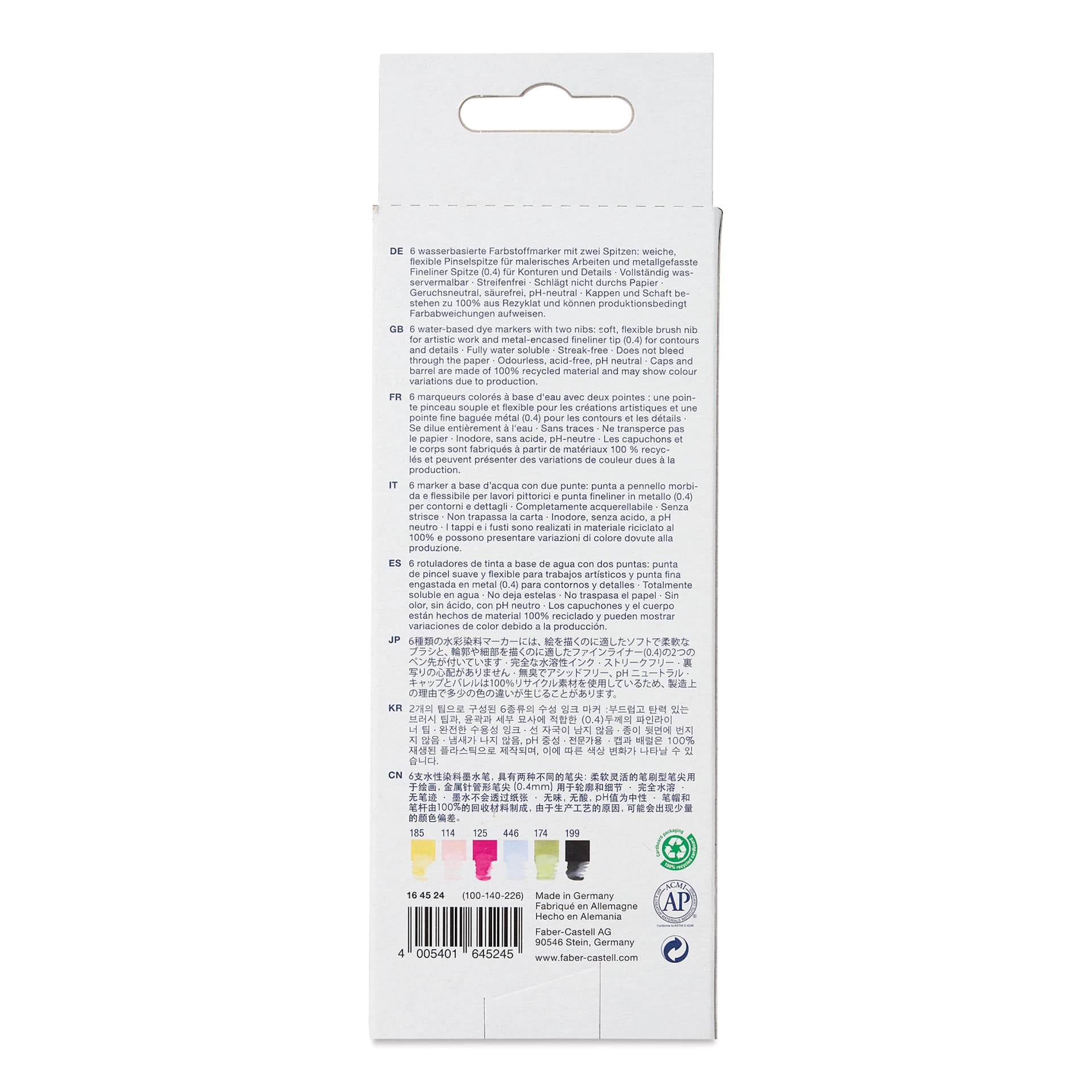 Faber-Castell Goldfaber Aqua Dual Markers - Lettering, Set of 6 (back of package)