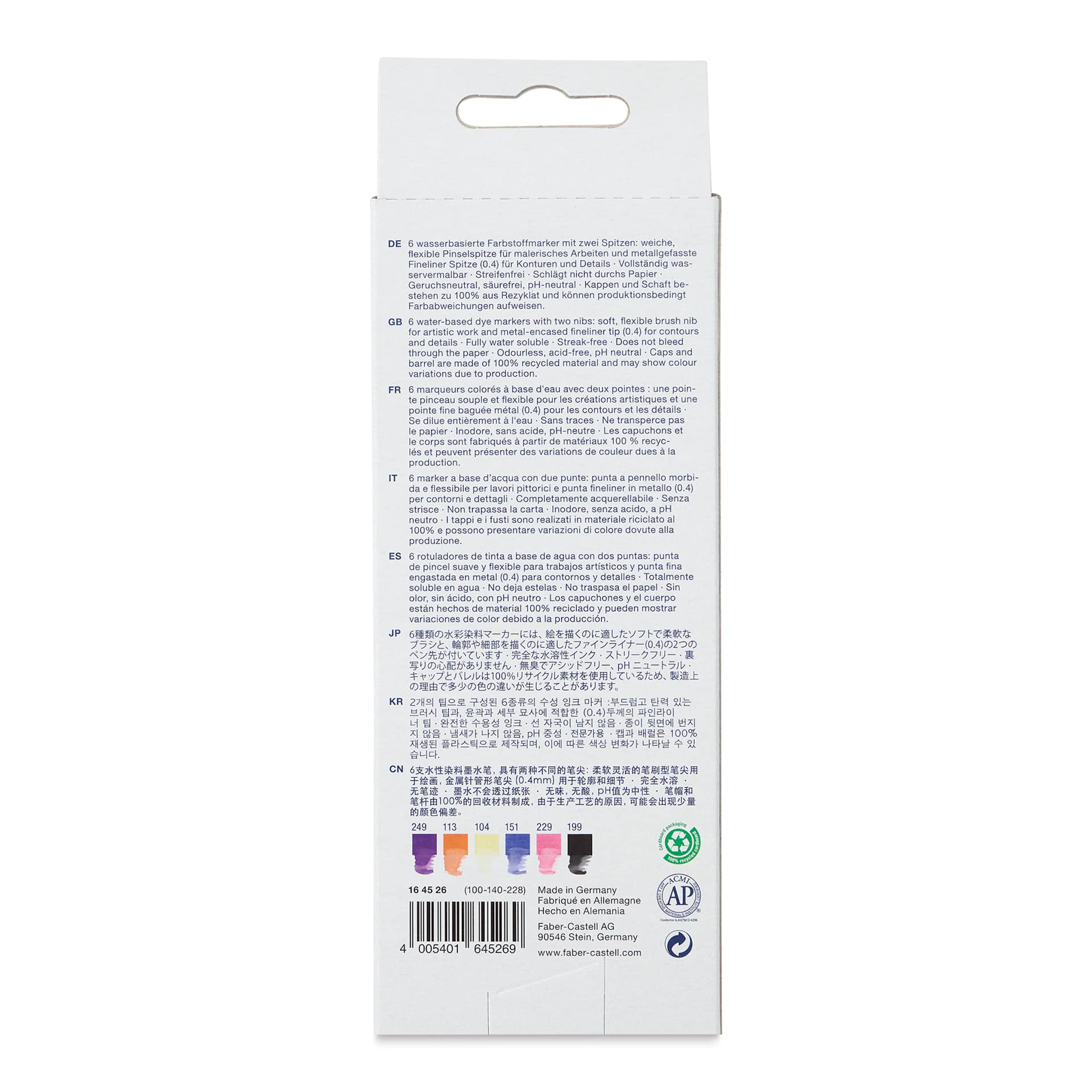 Faber-Castell Goldfaber Aqua Dual Markers - Fantasy, Set of 6 (back of package)