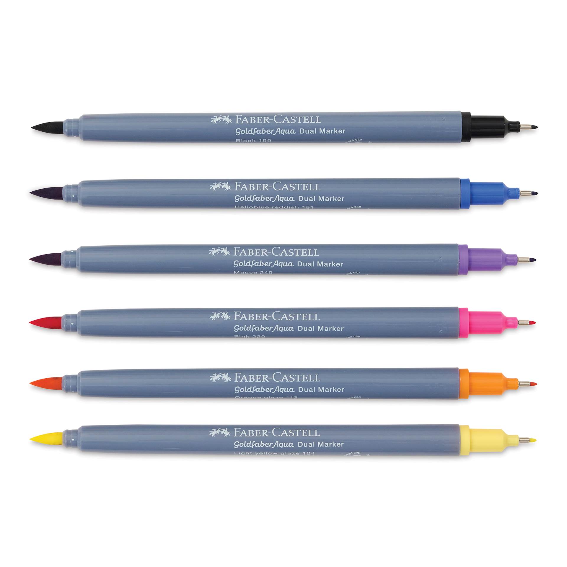Faber-Castell Goldfaber Aqua Dual Markers - Fantasy, Set of 6 (markers with caps off)