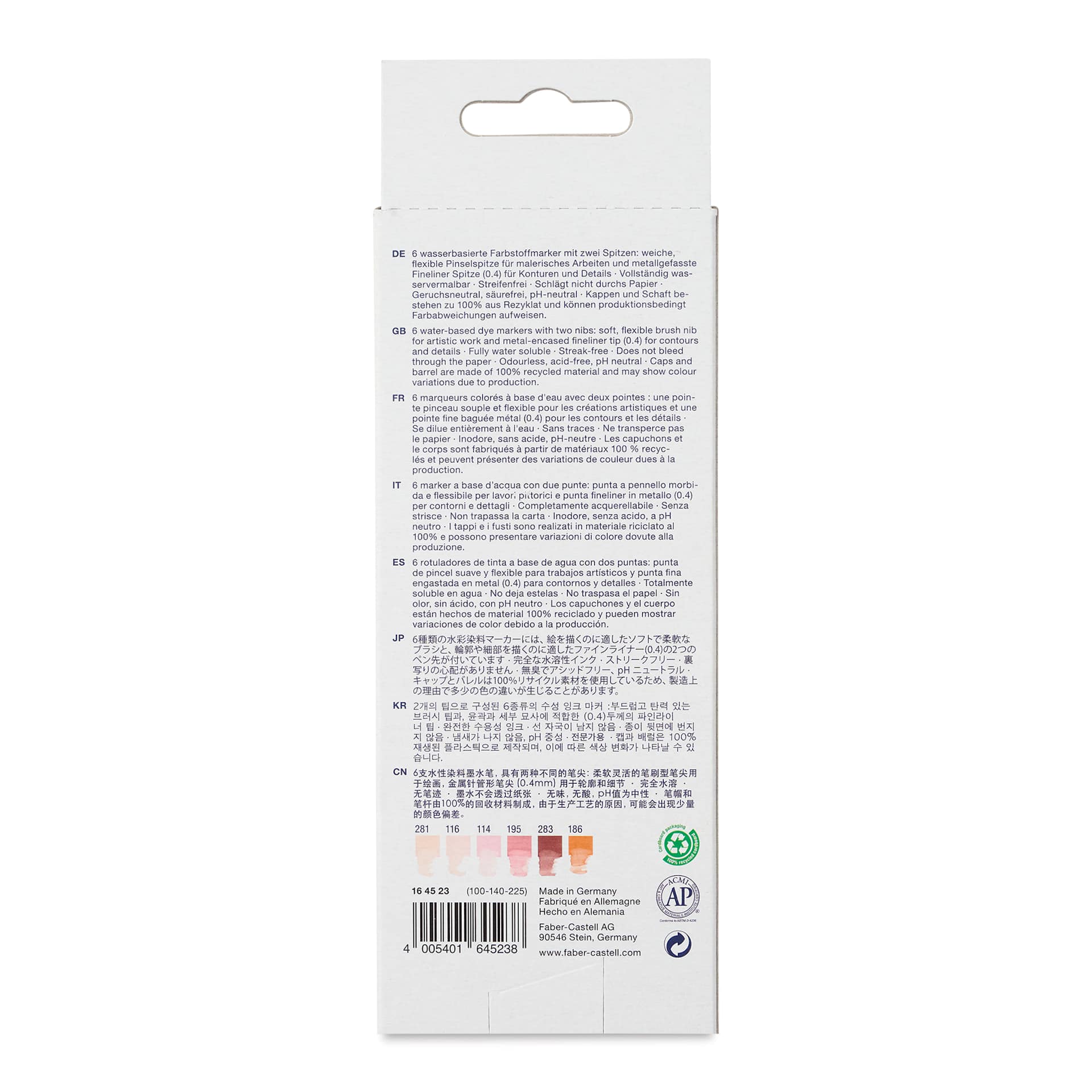 Faber-Castell Goldfaber Aqua Dual Markers - Portrait, Set of 6 (back of package)