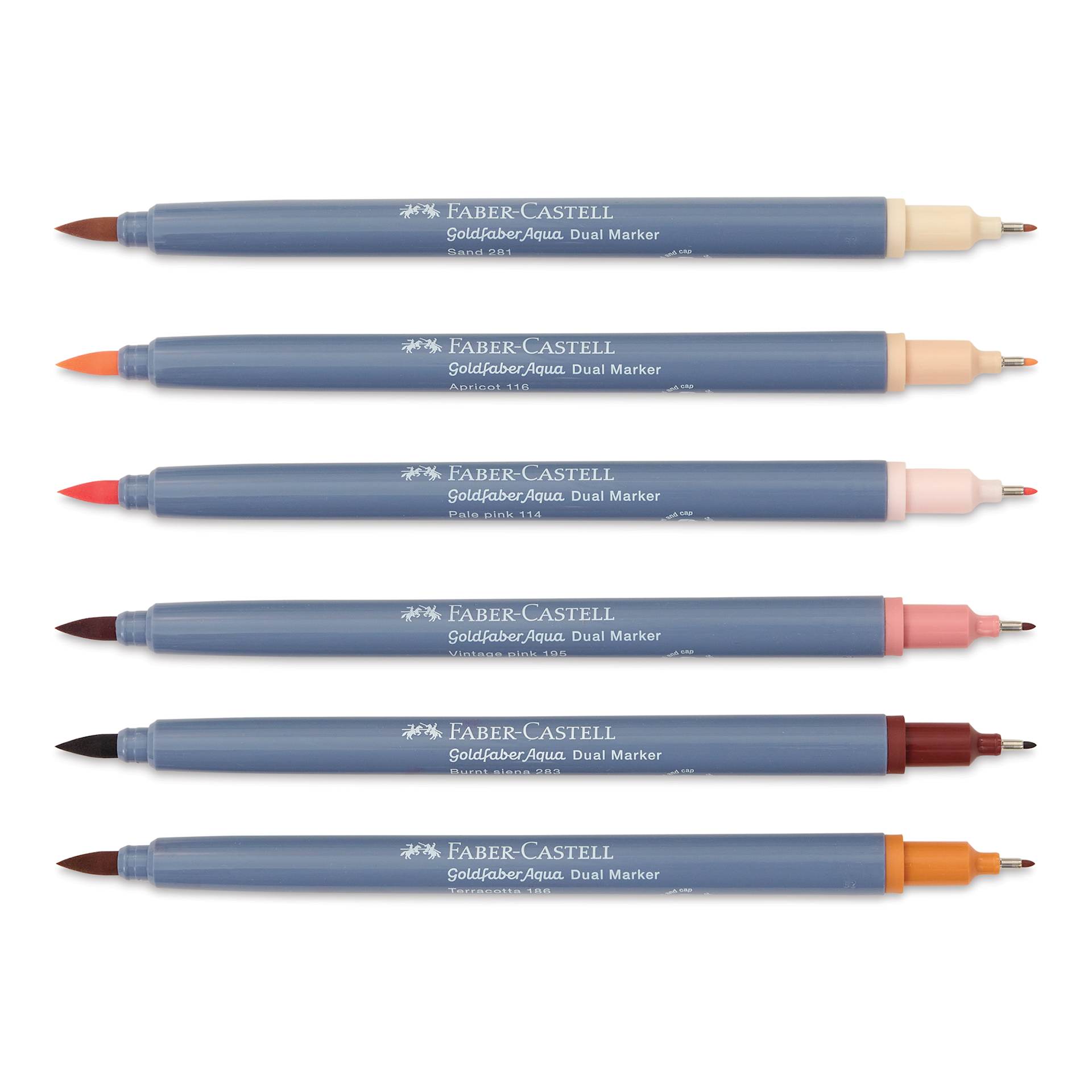 Faber-Castell Goldfaber Aqua Dual Markers - Portrait, Set of 6 (markers with caps off)
